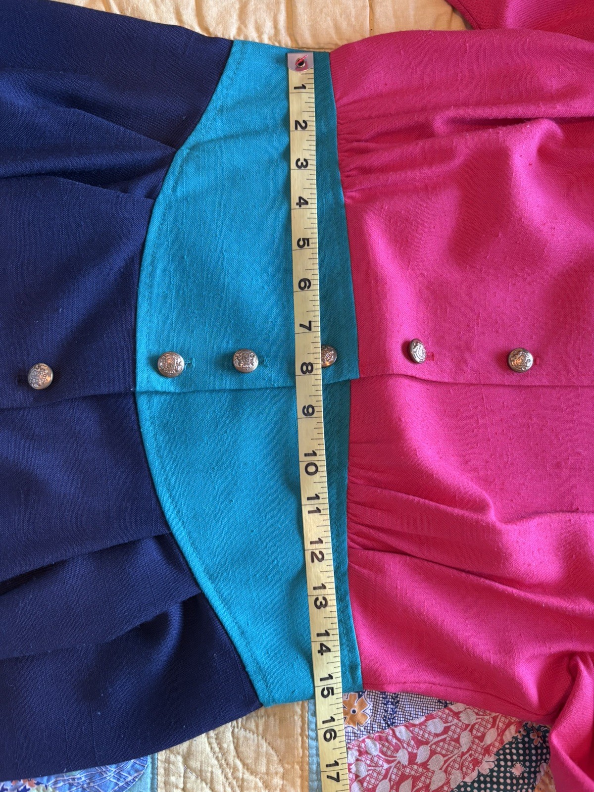 Vintage Leslie Fay Women’s Dress Size 10 Short Sleeve Multi Colored Button Frf