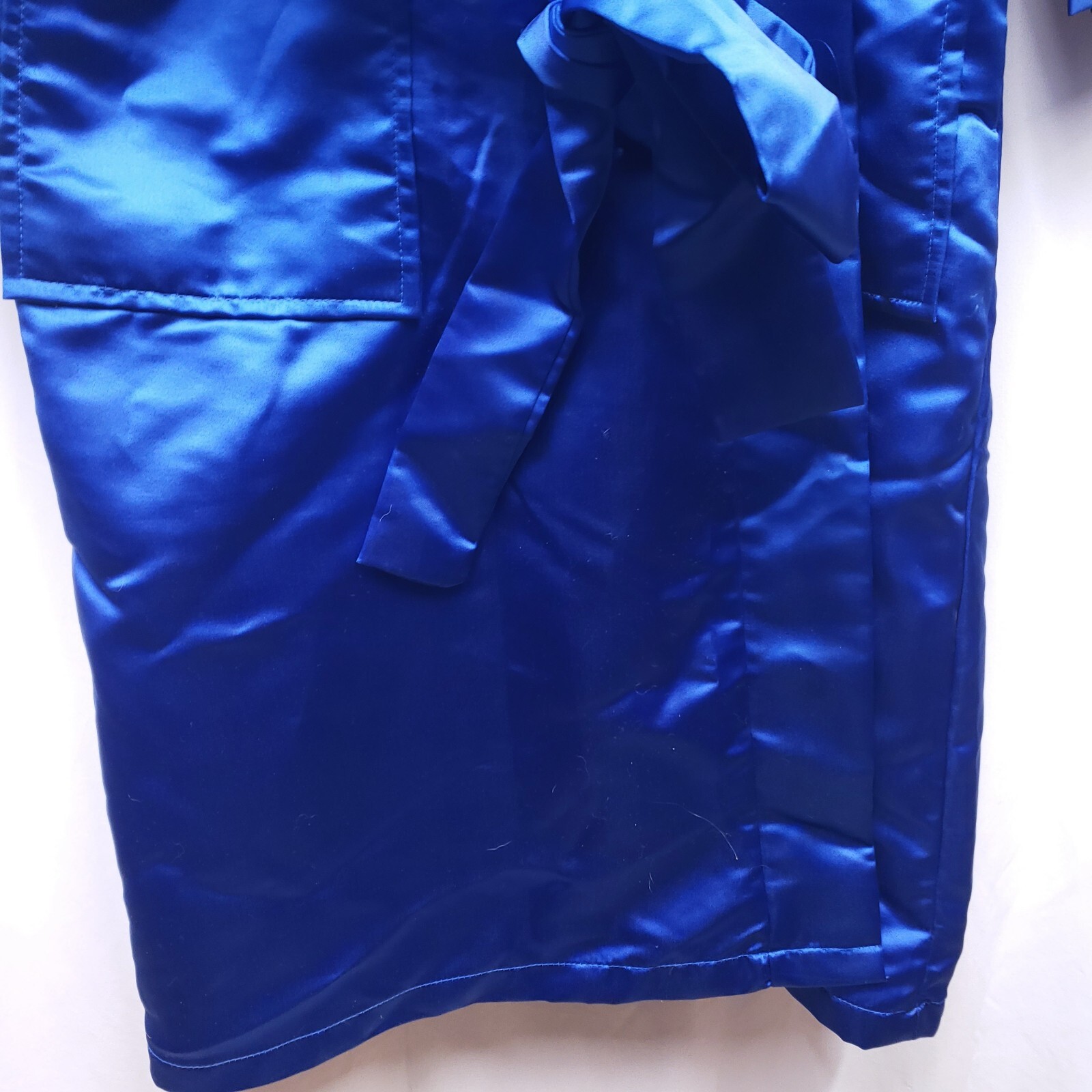 VTG Made In Korea Blue Silk Hand Embroidered Dragon Kimono Robe Lined Sz M