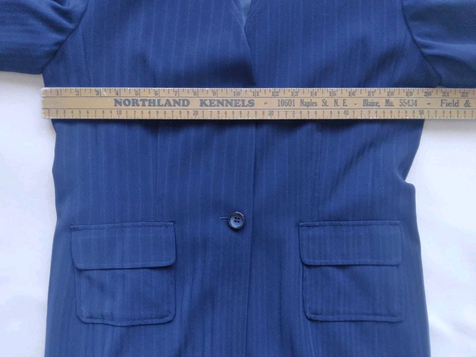 Bill Blass Womens Blazer Sz 14 Sport Jacket Dress Coat Navy w/ Pinstripes