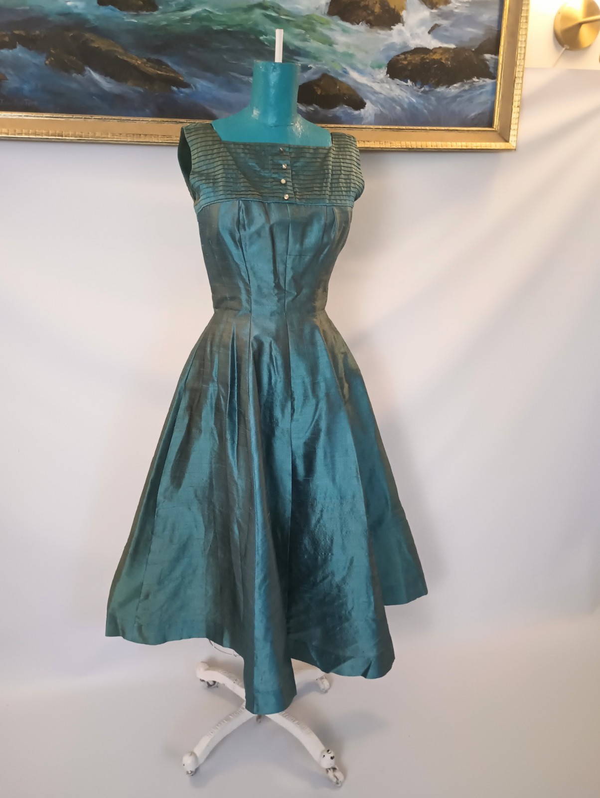Sandra Sage 1950s Hollywood Silk Evening Dress