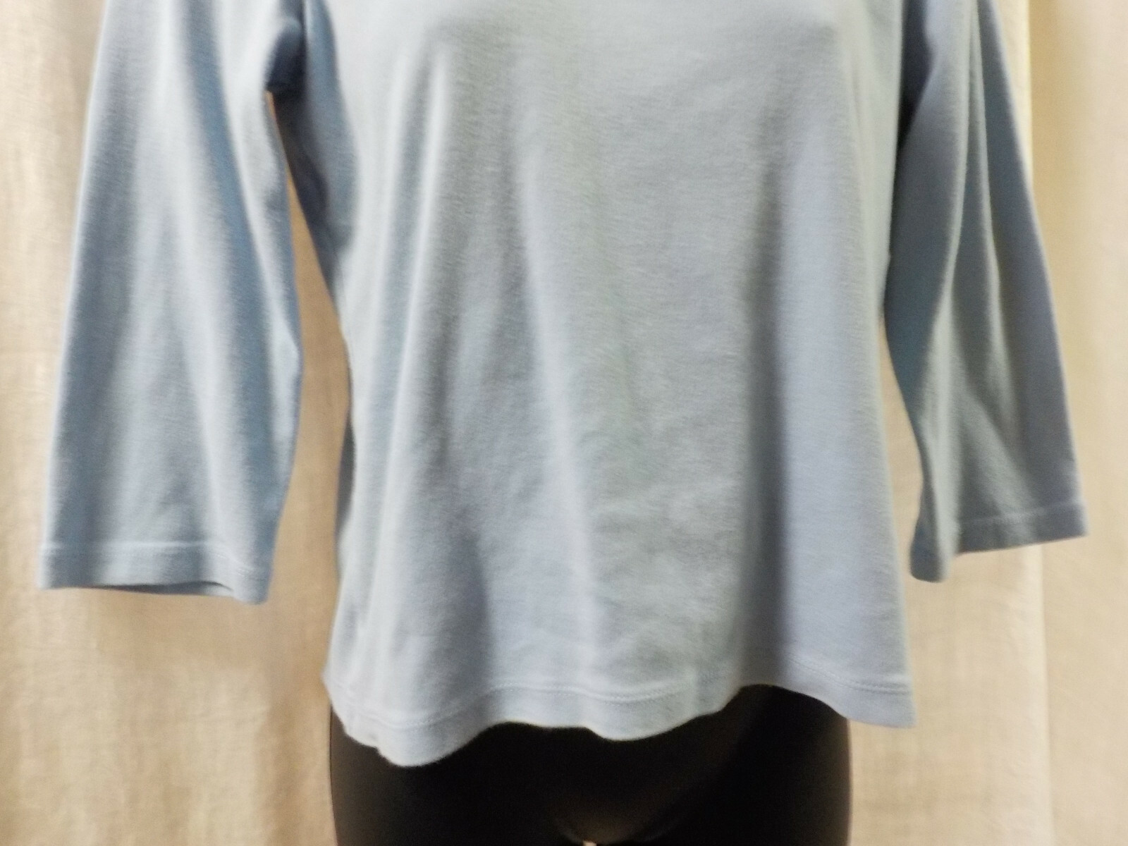 CRAZY HORSE Liz Claiborne Vintage 90’s Knit Top Size L Blue Cotton Ruffle Scoop