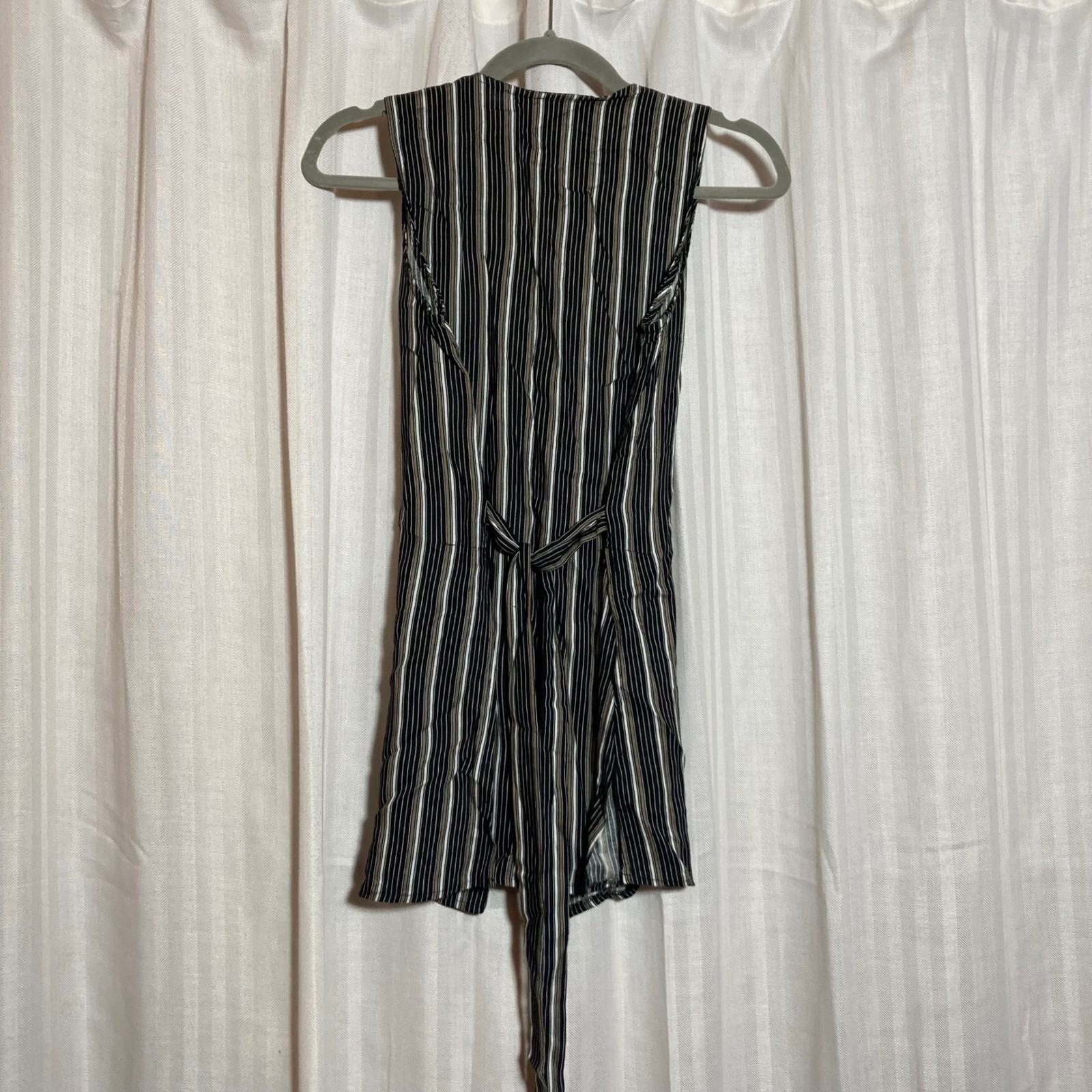Vintage Rampage Womens Striped Button Front Tie Back Longline Vest Top Small USA