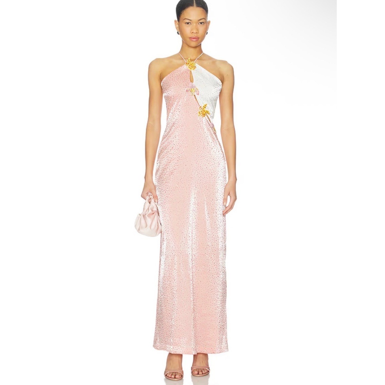 La Fuori Crystal Embellished Halter Maxi Dress NWT Size M $795