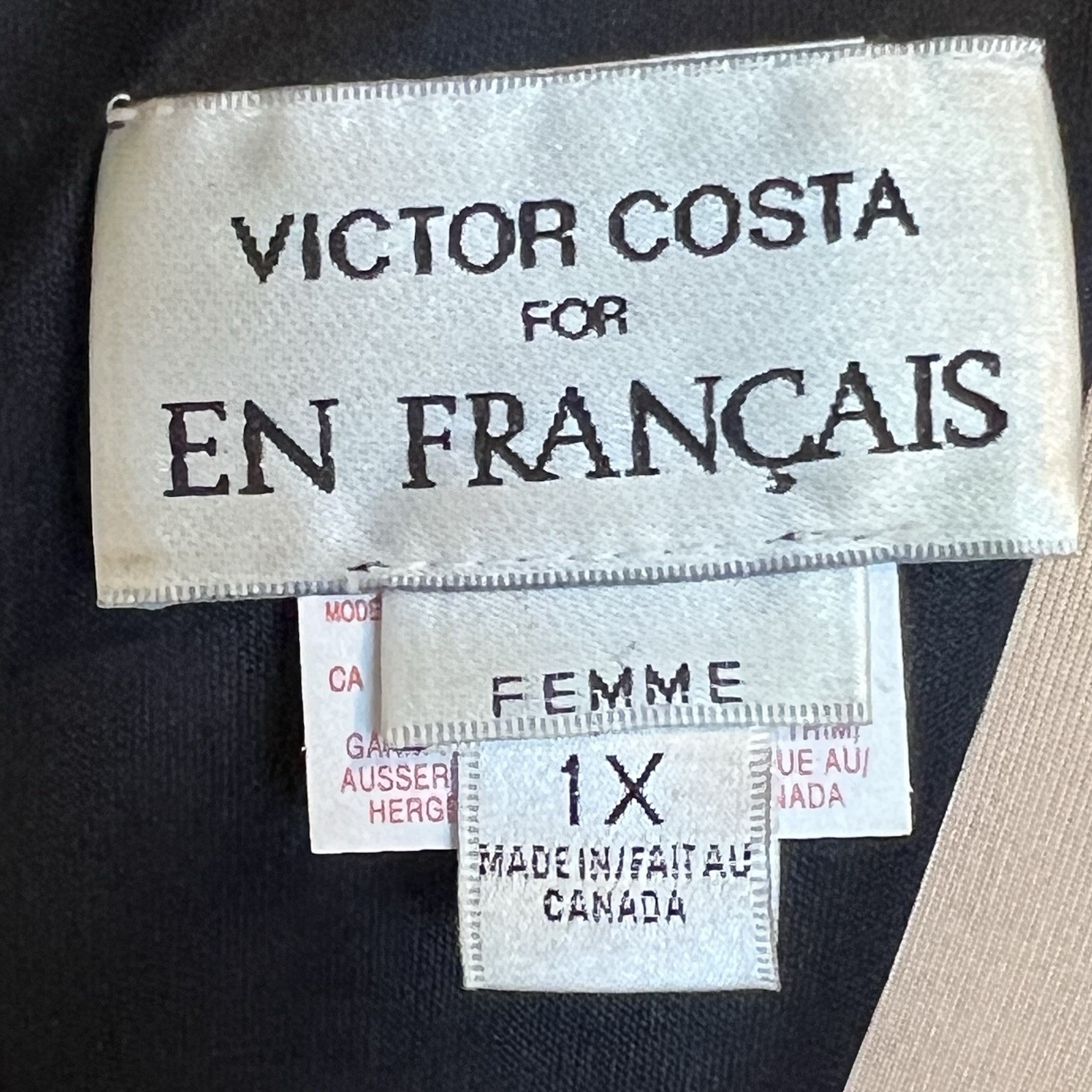 Vintage Vintage Costa En Francais Black Glitter Maxi Dress 1X L/S Evening Gown