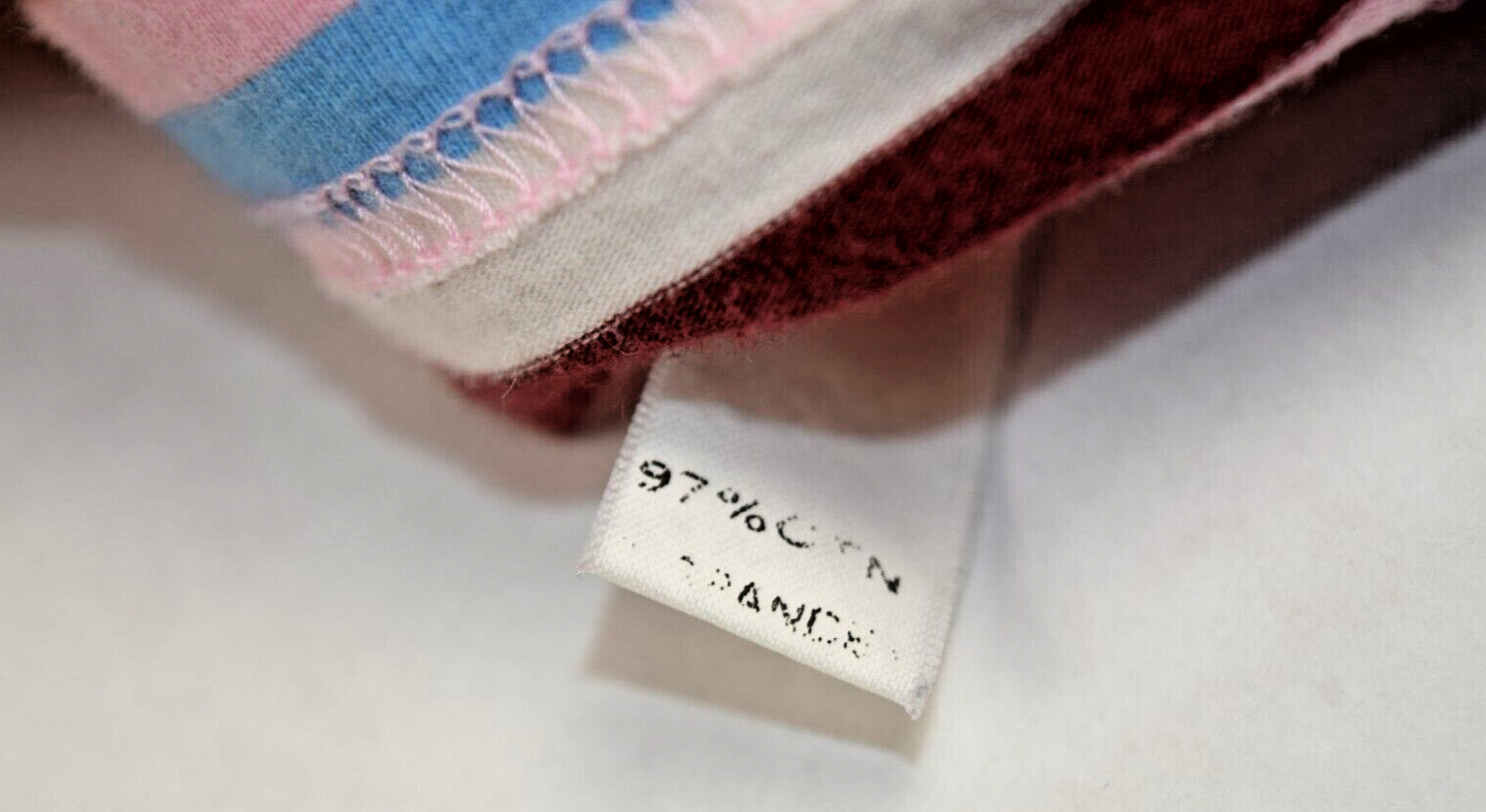 Vintage Womens Le TIGRE Shirt Size S/M 90s Pink Blue Orange Stripes White Tiger