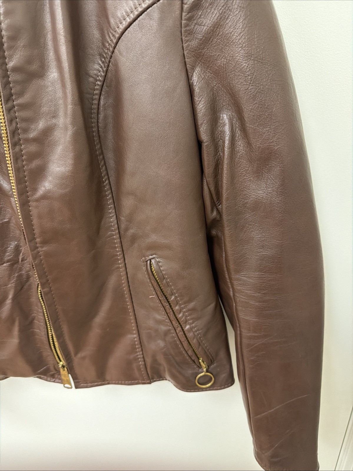 Vintage Brooks Leather Sportswear Jacket Size 30 Brown Cafe Racer Motorcycle
