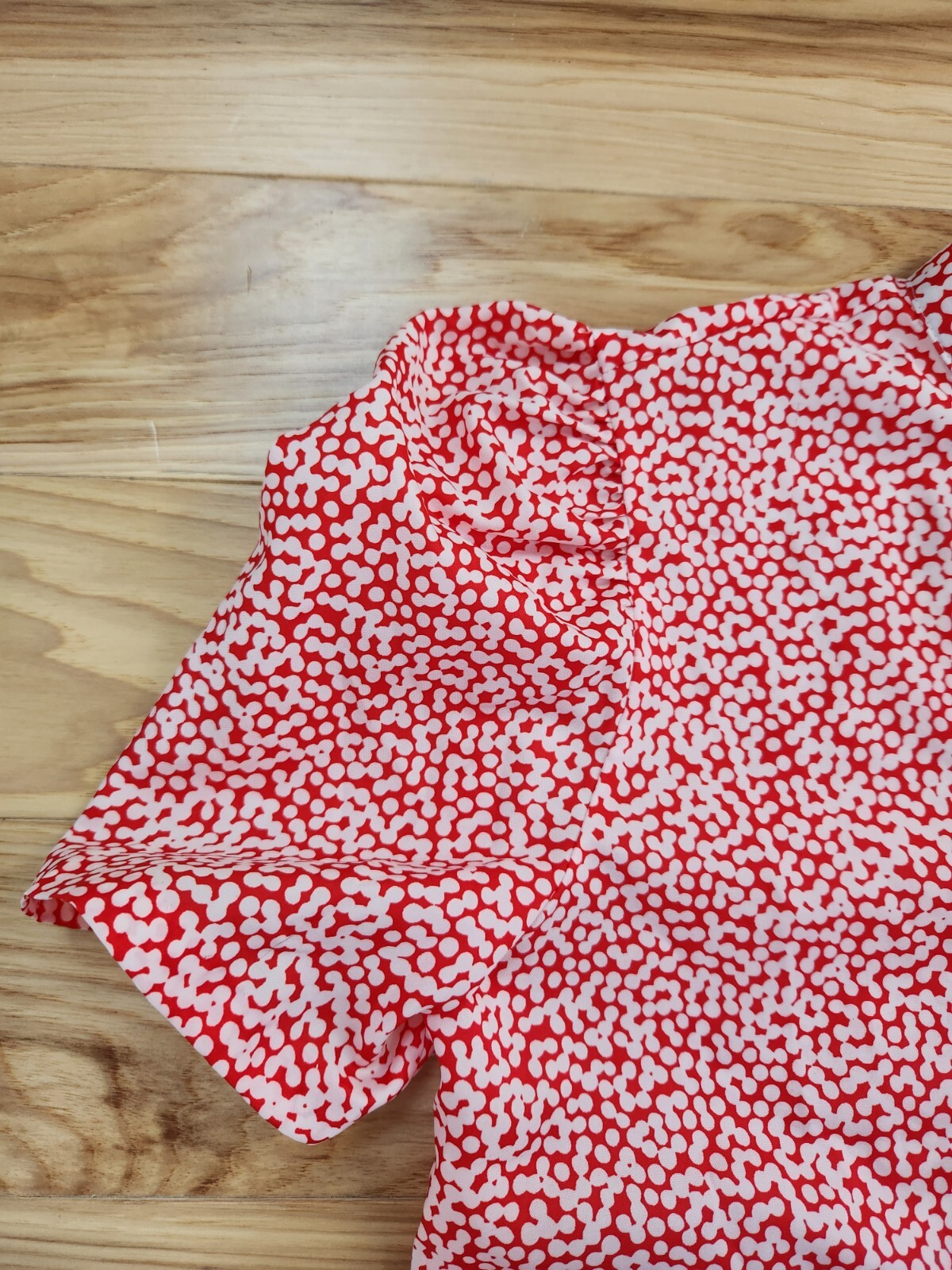 VINTAGE Lucky Winner 1970s Blouse Red And White Polka Dots Puff Sleeve Retro Top