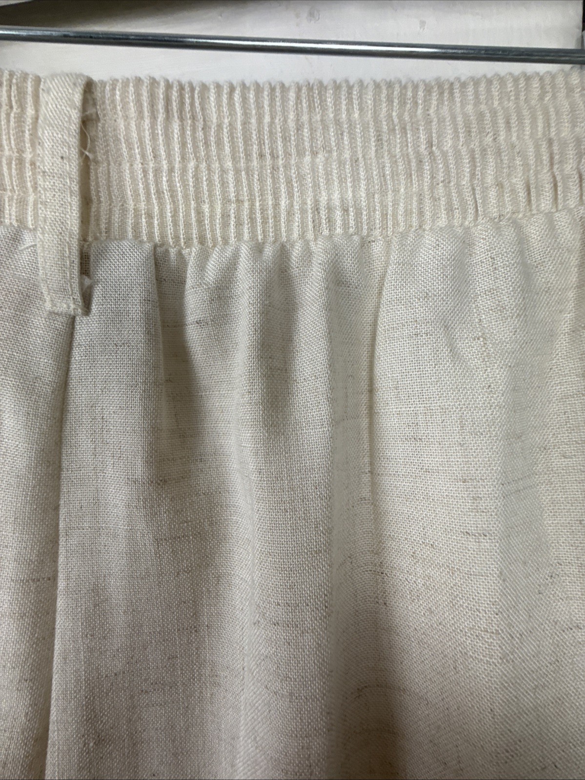 Vintage 70’s Aline Button Up Skirt Size 12 Pockets Beige White Preppy Coastal