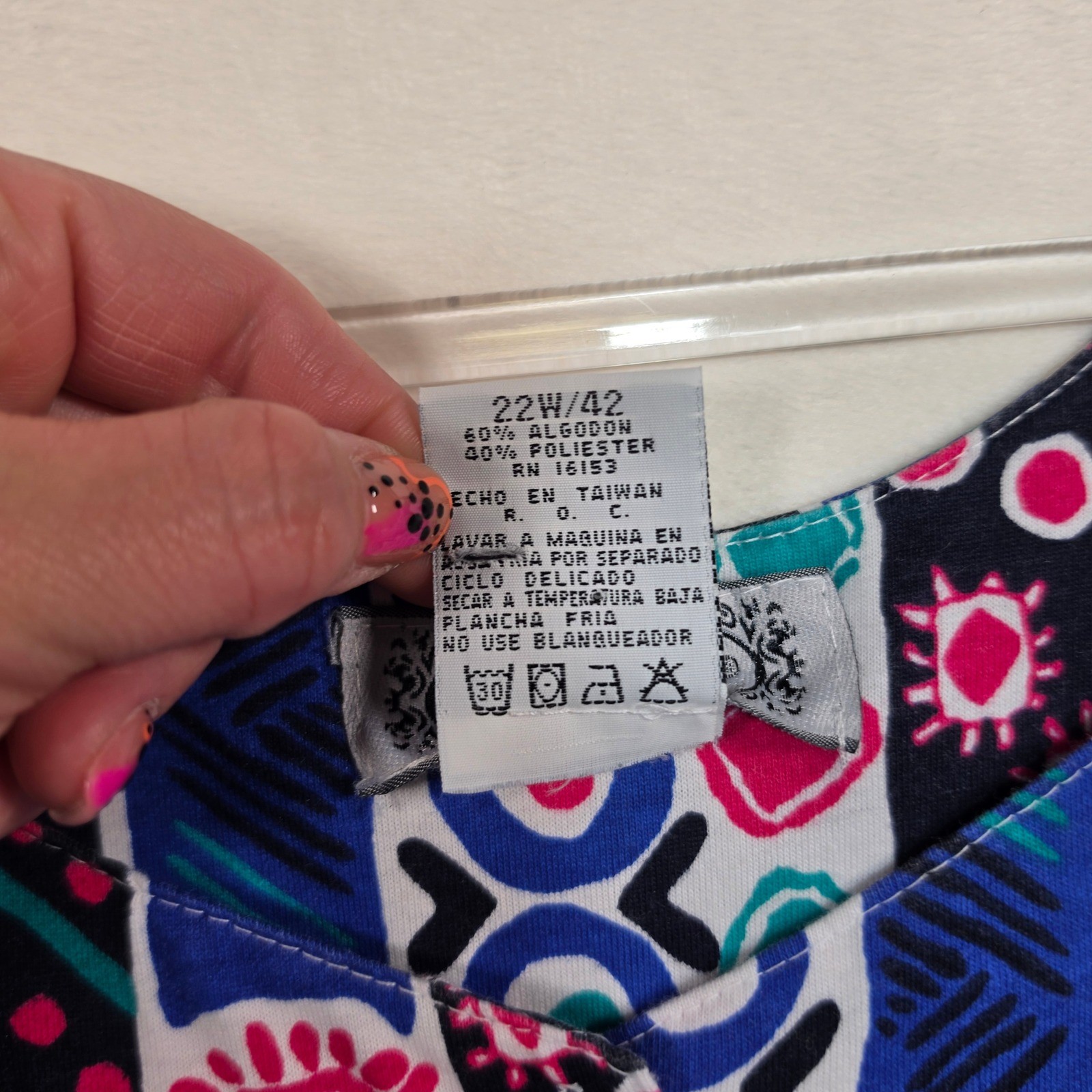 Vintage 90s Bonjour Romper Womens 22W Blue Geometric Boho Festival Y2K Kidcore