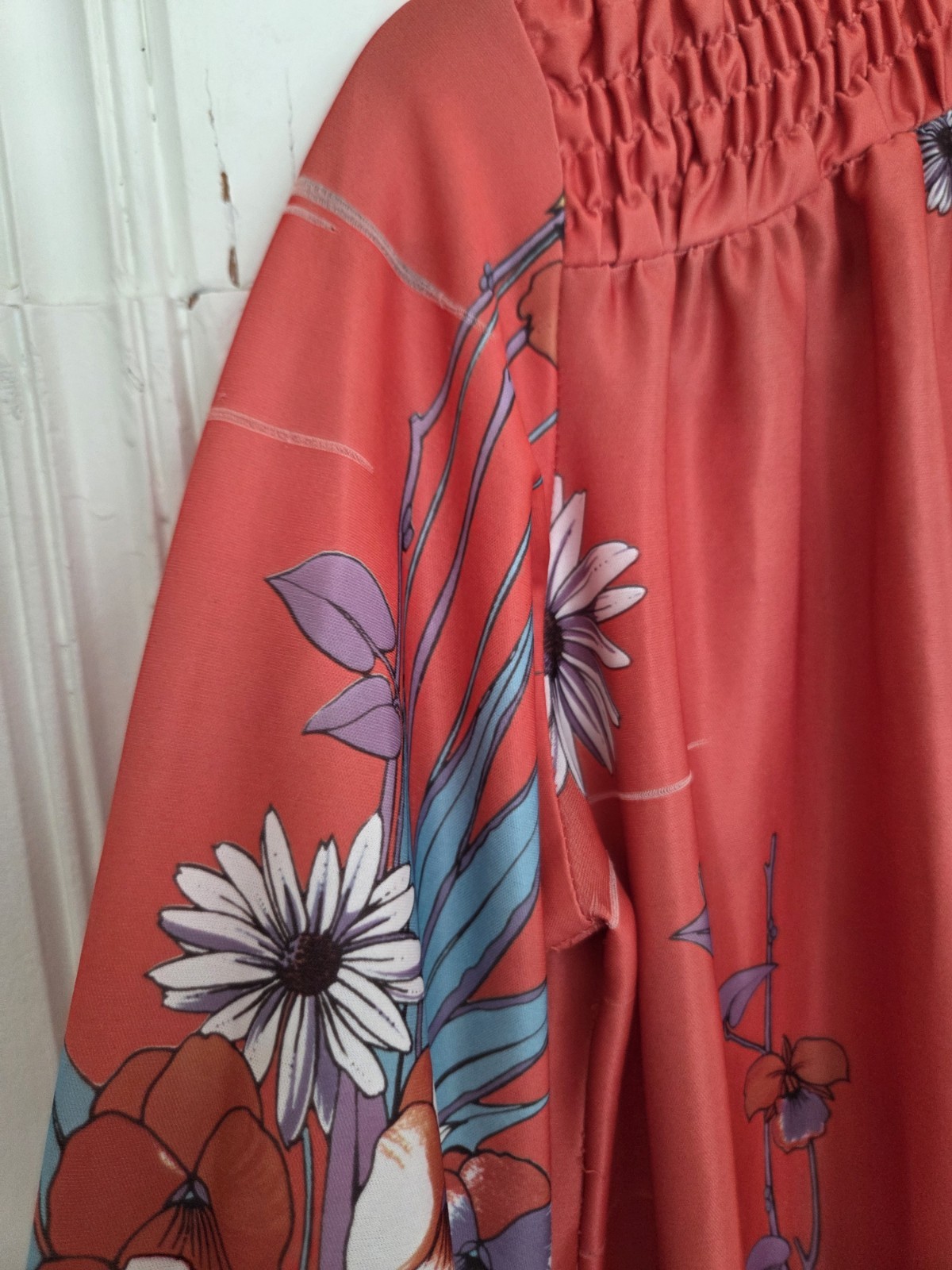 Vintage Plaza 9 Large Orange Floral House Dress Nightgown 1960s Retro Hawaiian