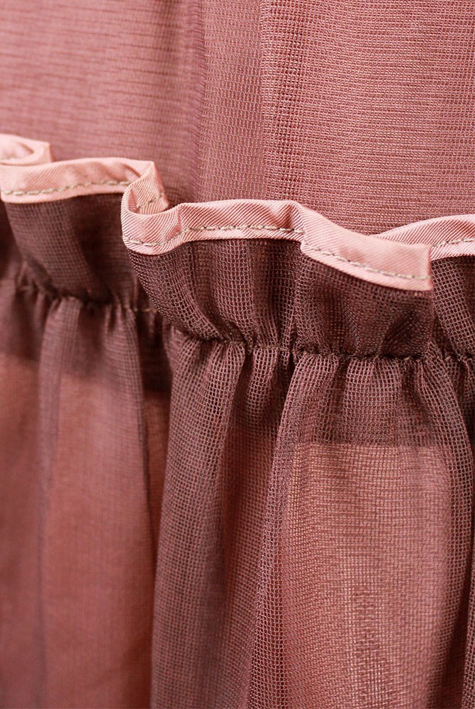 50s Prom Dress XS Vintage Sleeveless Brown Tiered Tulle Cocktail Evening Gown