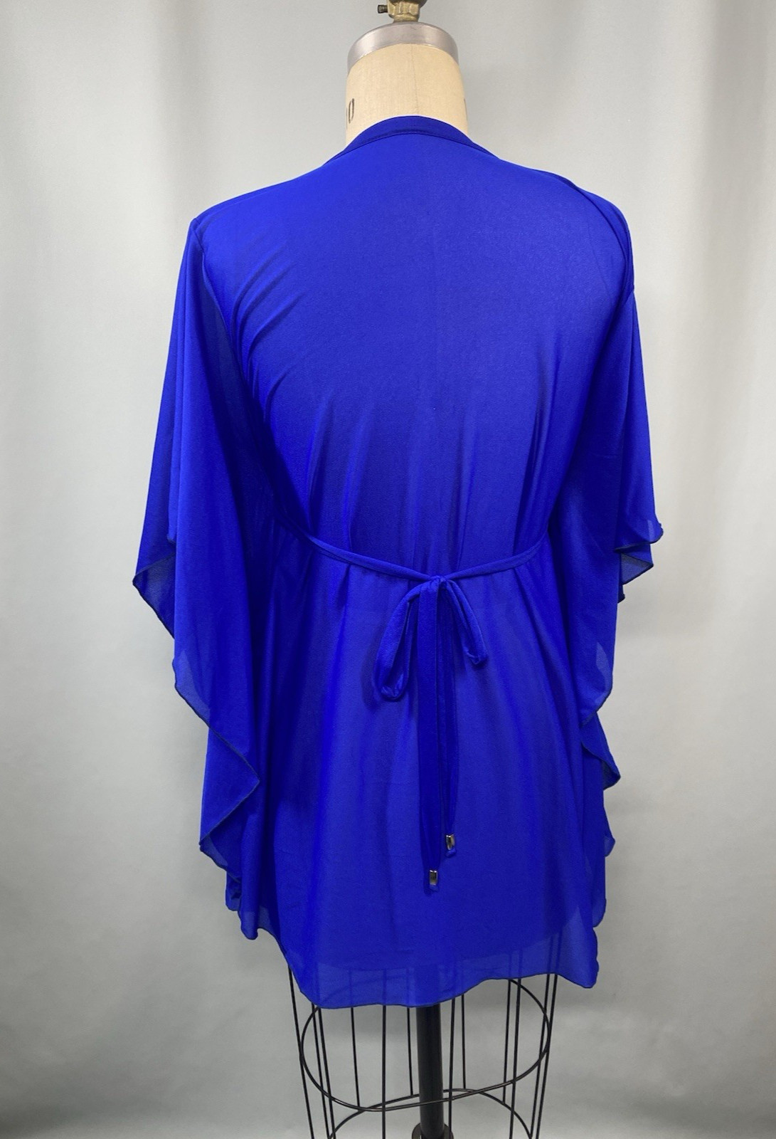 Vintage Top SIZE LARGE blue beach swim cover-up 70s Y2K 90s classic plunge sexy