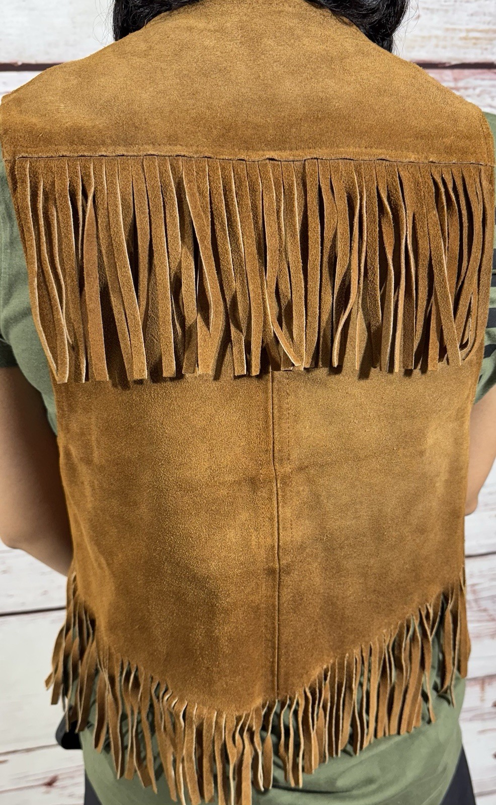 Suede Leather Vest Fringe Western Hippie motorcycle costume vintage native