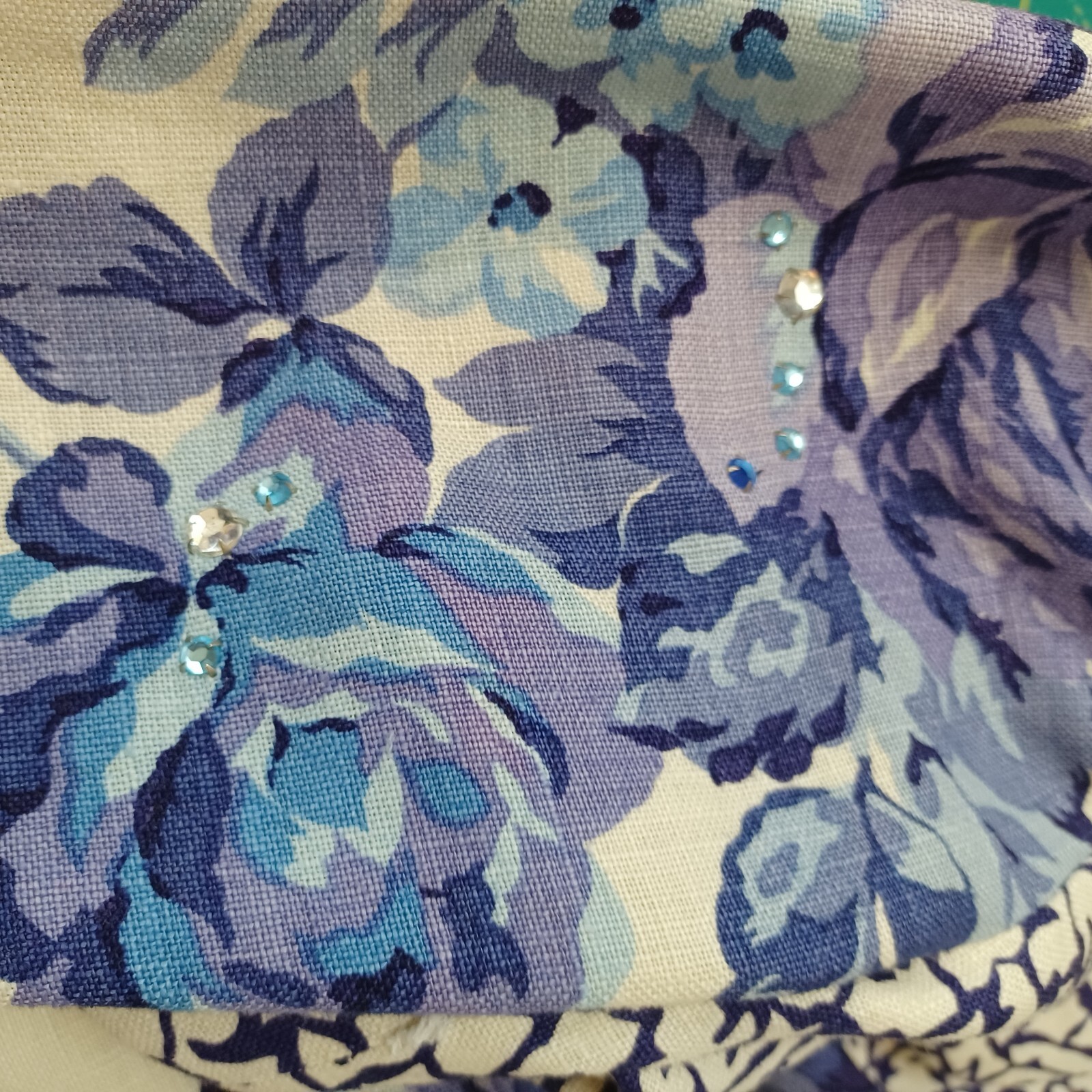 Rickie Freeman Teri Jon Vintage Purple Floral Puff Sleeve Embellished Blouse 8