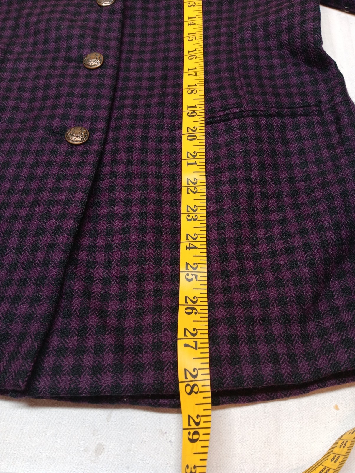 Kasper For ASL Vintage 80s Women’s Wool Gingham Blazer Jacket Size 12 Large L