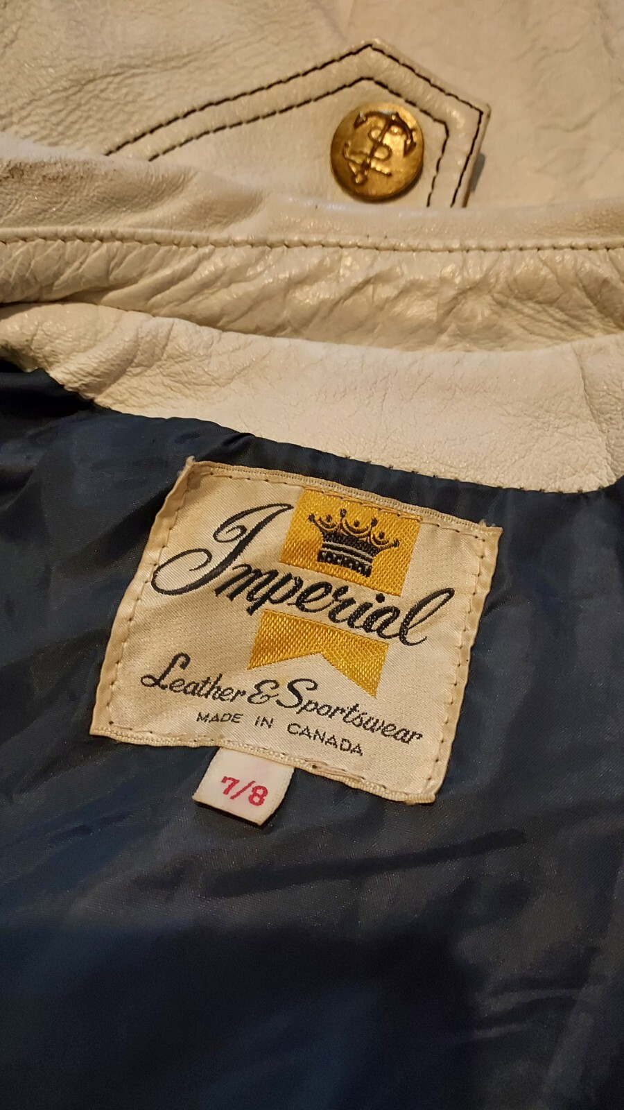Vintage Imperial Leather & Sportswear White Double Breasted Coat Sze S/XS Canada