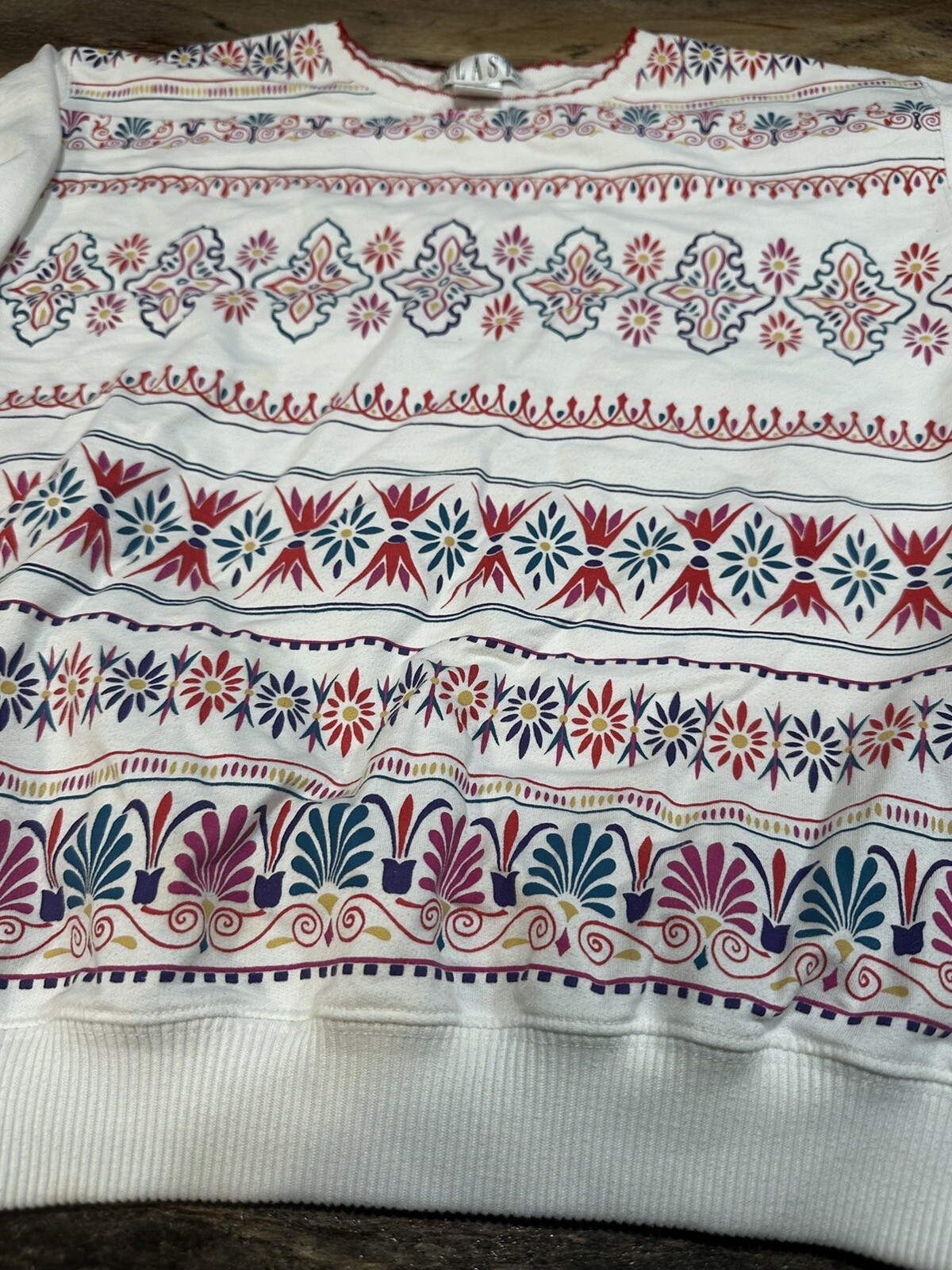 vintage cottage core sweater Grandmacore Color Pattern Blast Size M Floral Geo