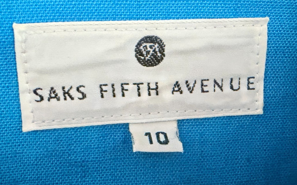 Vtg. SAKS FIFTH AVENUE Rayon/Linen Blend Color-Block Dress Size 10