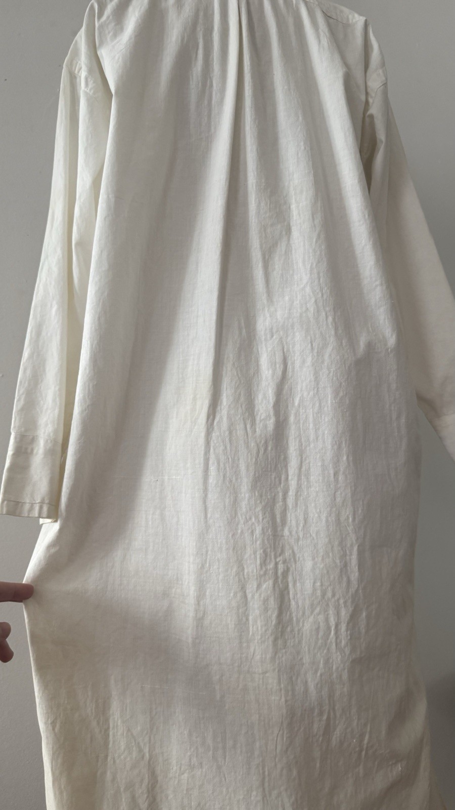 Antique Edwardian 1910s 1920s Cotton Night Shirt Dress Workwear Smock Oversized