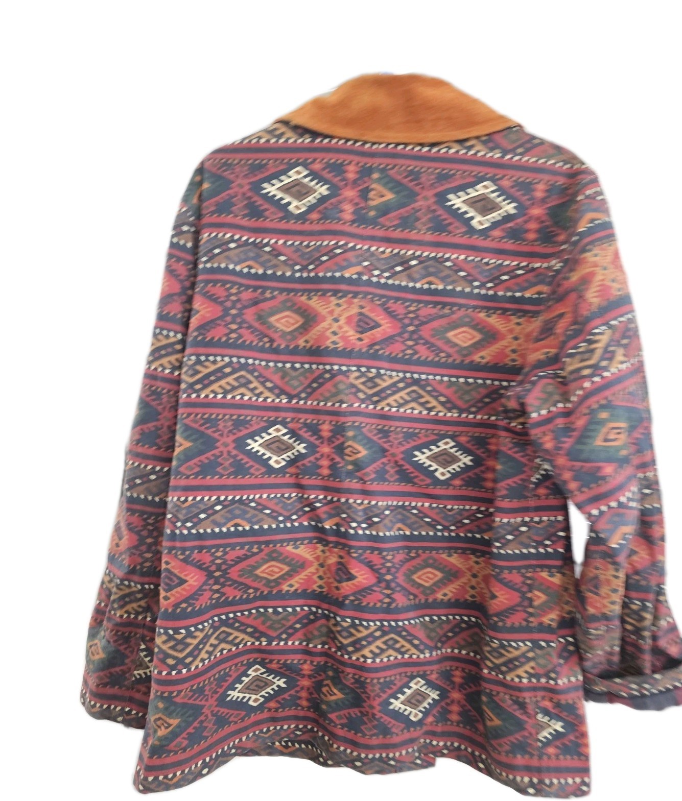 Cambridge Dry Goods Southwest Aztec Jacket Flannel Lined Suede Geometric 1980s