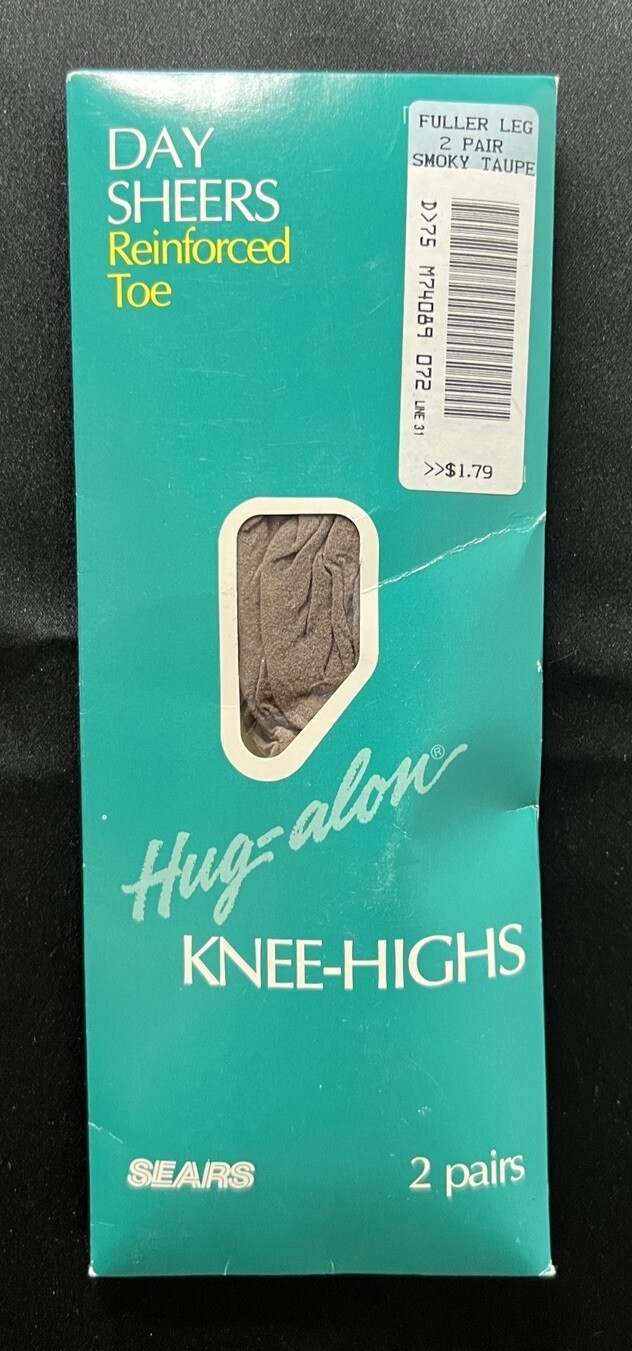 Vtg Sears Hug-Alon Knee-Highs Day Sheers 2 Pairs Fuller Leg Smoky Taupe