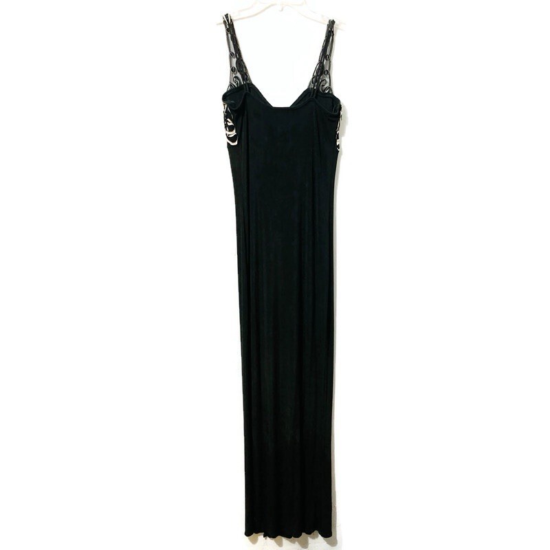 VTG 90s Marnie West Black White Soutache Formal Evening Gown Dress Sz 10 Elegant