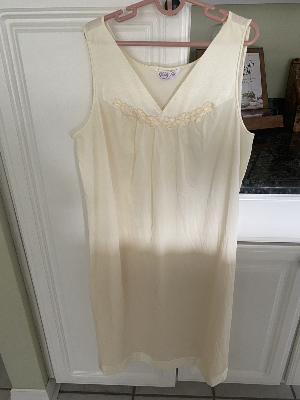 Vintage Vanity Fair Pale Yellow Nightgown Size S