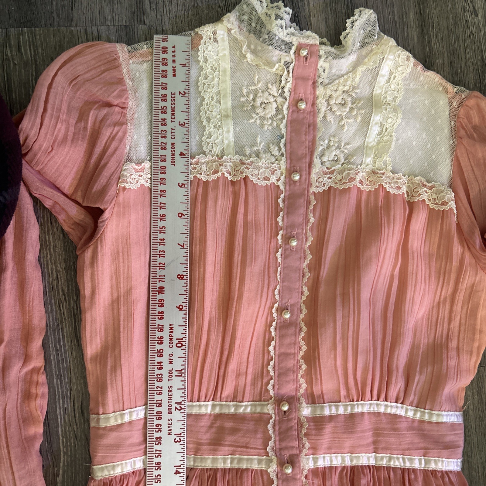 1970s Gunne Sax Pink Prarie Dress Size XS 10 Victorian Revival Country Western
