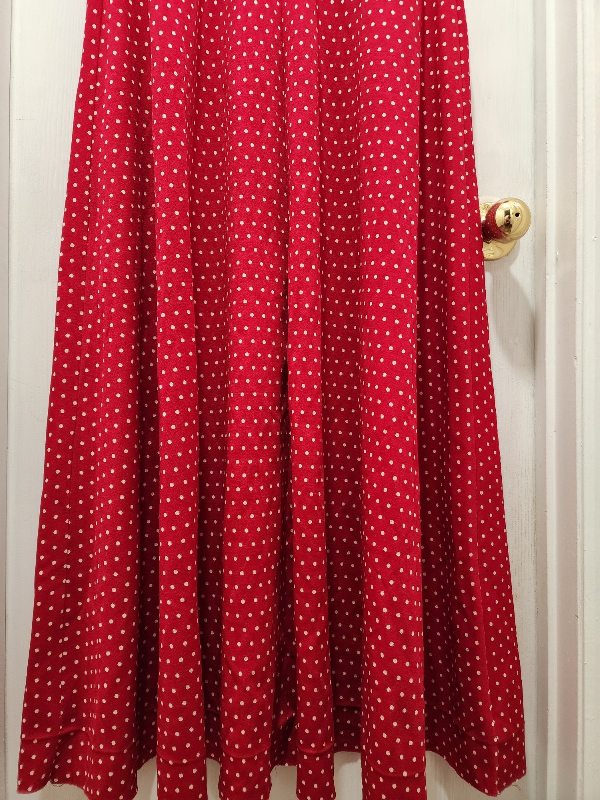 Vtg 60 70s Vicky Vaughn Red Polka Dot Fit Flare Flutter Sleeve Maxi Dress Sz Med