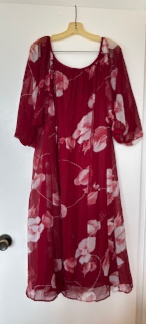 KIYOMI HAWAII Vintage 1970 Floral Deep Red MuuMuu Dress 16 ORDER by 5-26