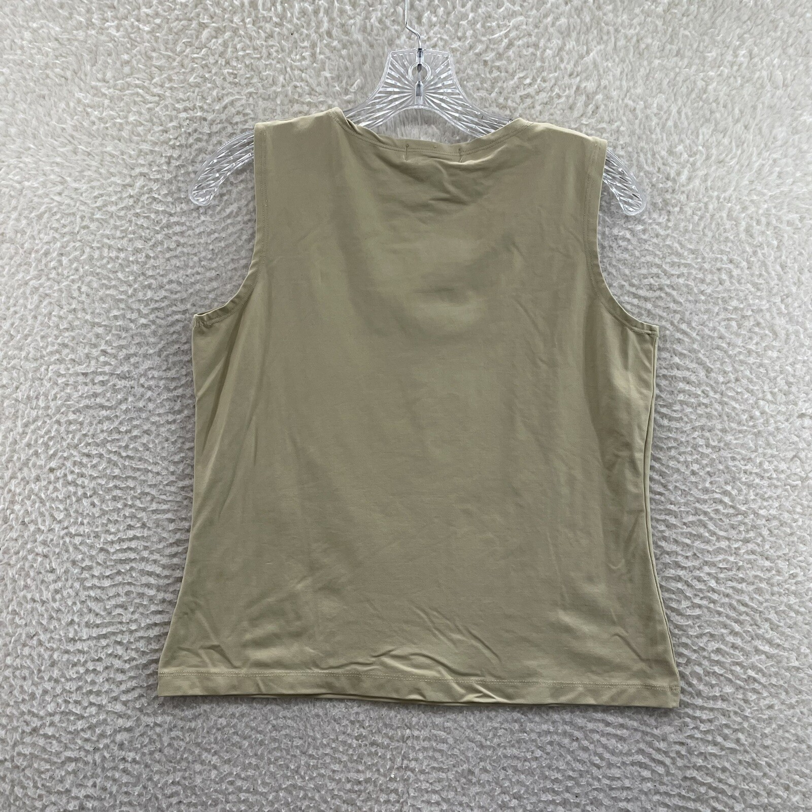 Y2K Vintage Sleevless Top M L Nude Tan Beige Slinky Stretch Basic Minimalist