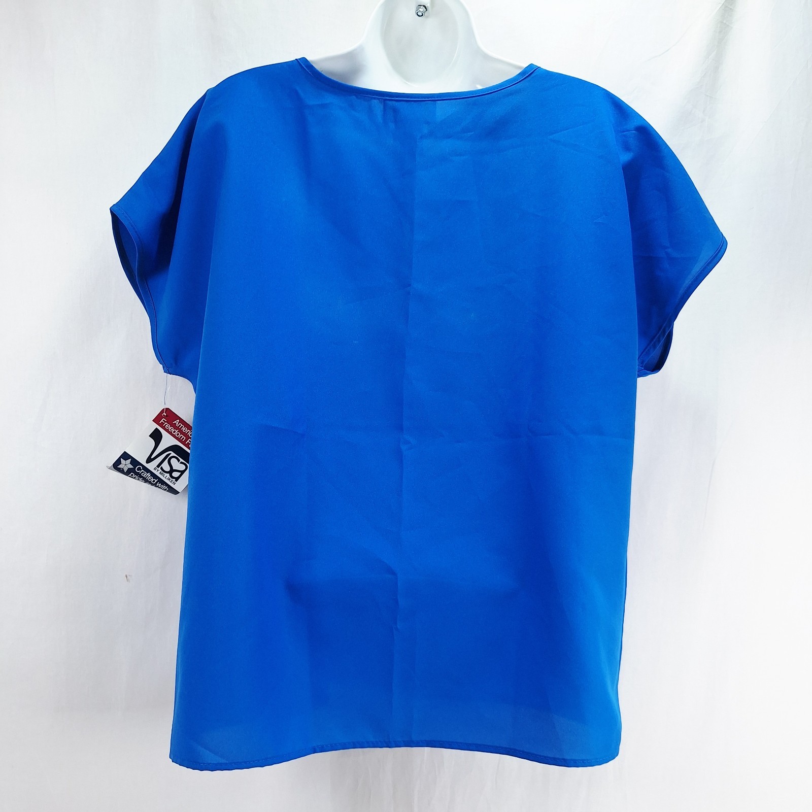 New NOS Vicky Wayne Vintage Size 12 Bright Blue Crew Neckline Shell Blouse Shirt