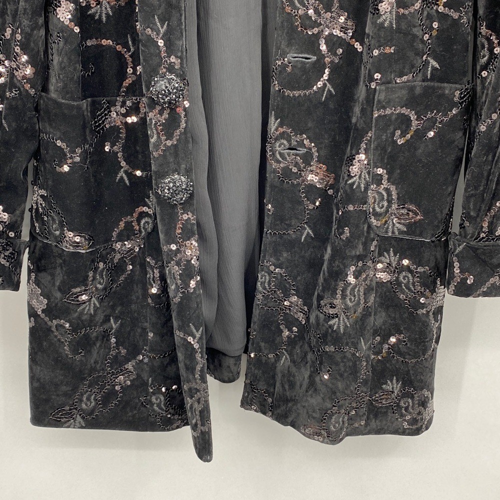 Vintage Isabel Women’s Black Velvet Sequin Embroidered Jacket Size XL Whimsygoth