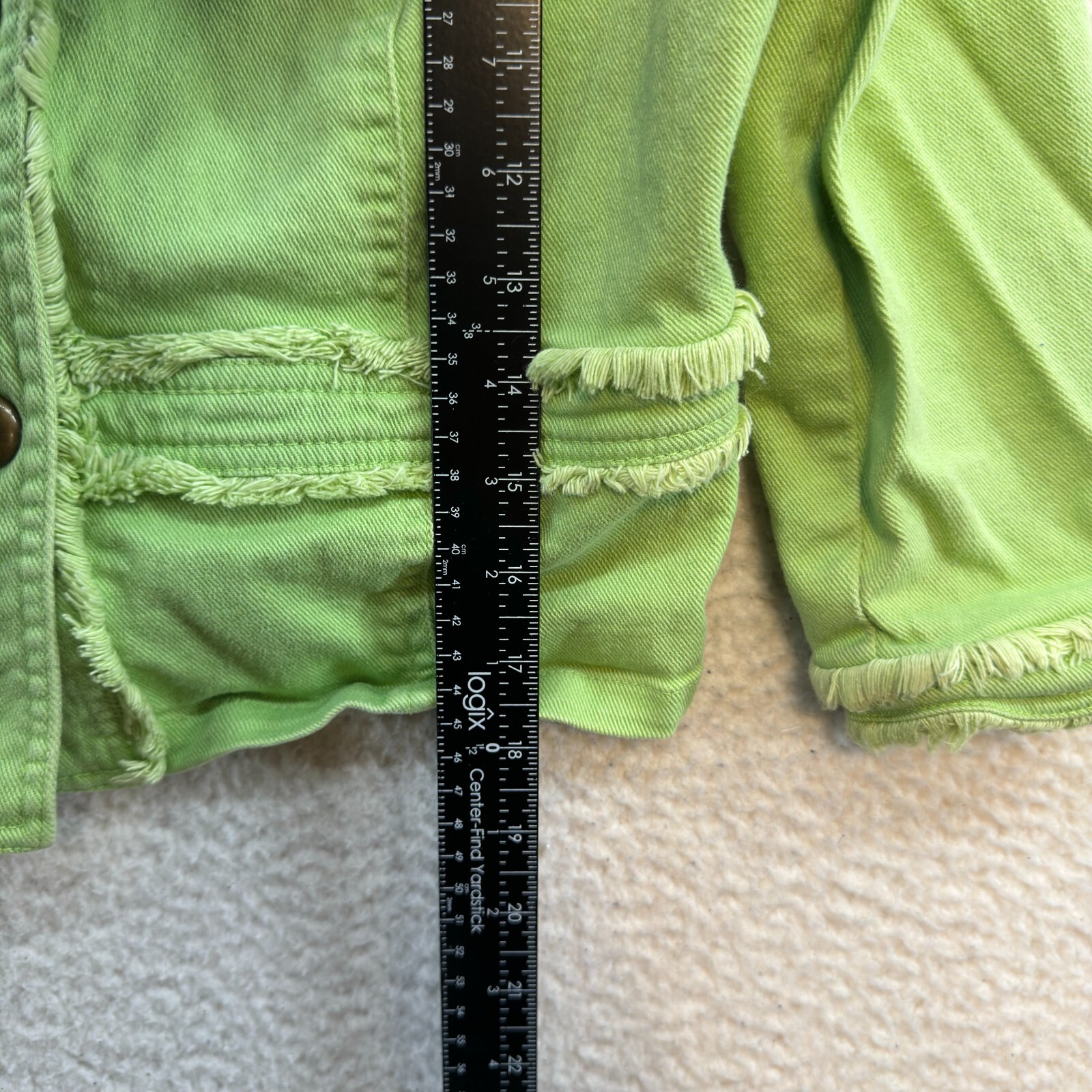 Y2K Vintage Denim Jacket Medium Lime Neon Green Military Cyber Rave