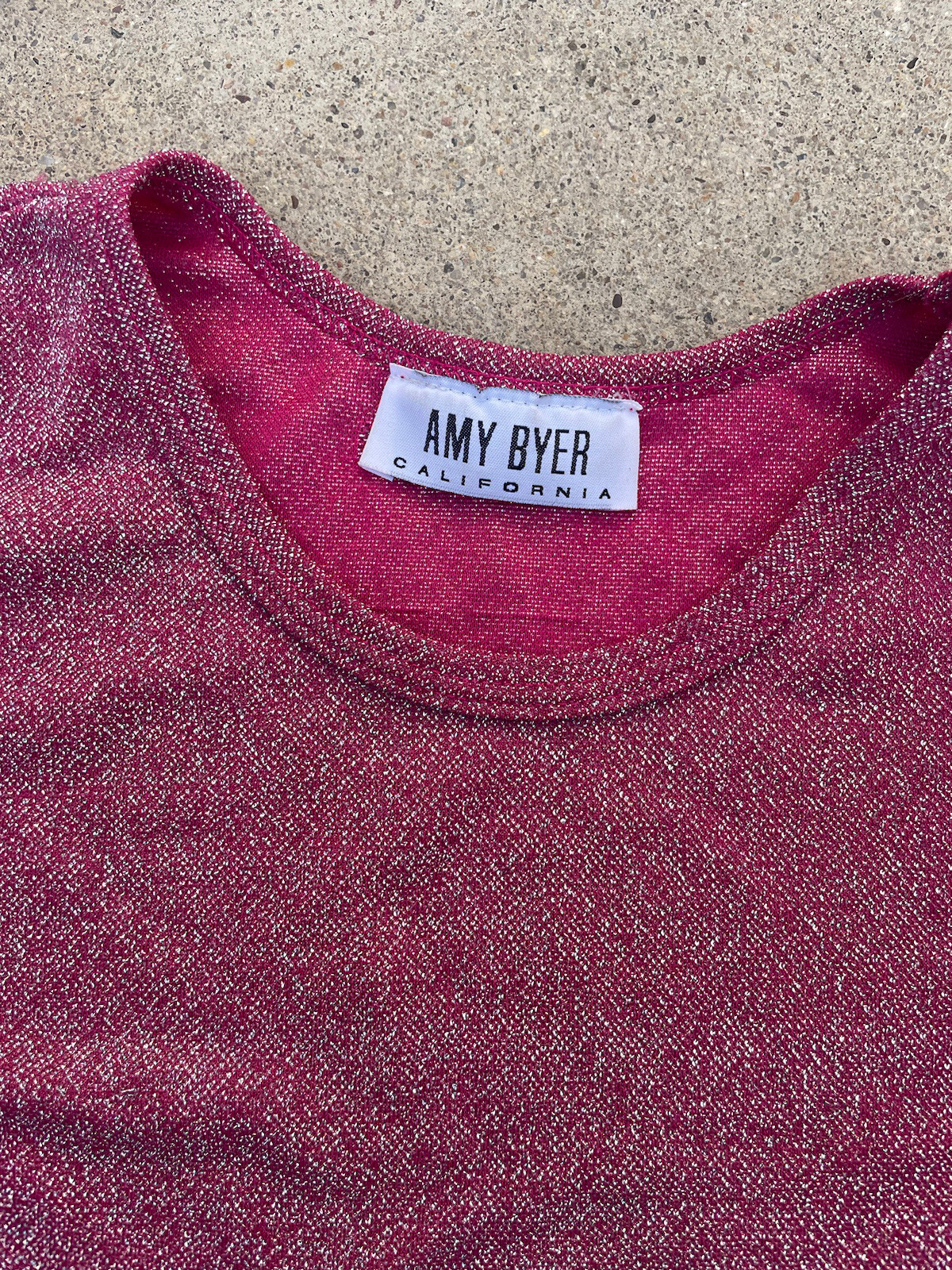 Vtg 90s Y2k Cyber Glitter Sparkle Pink Crop Top Amy Byer