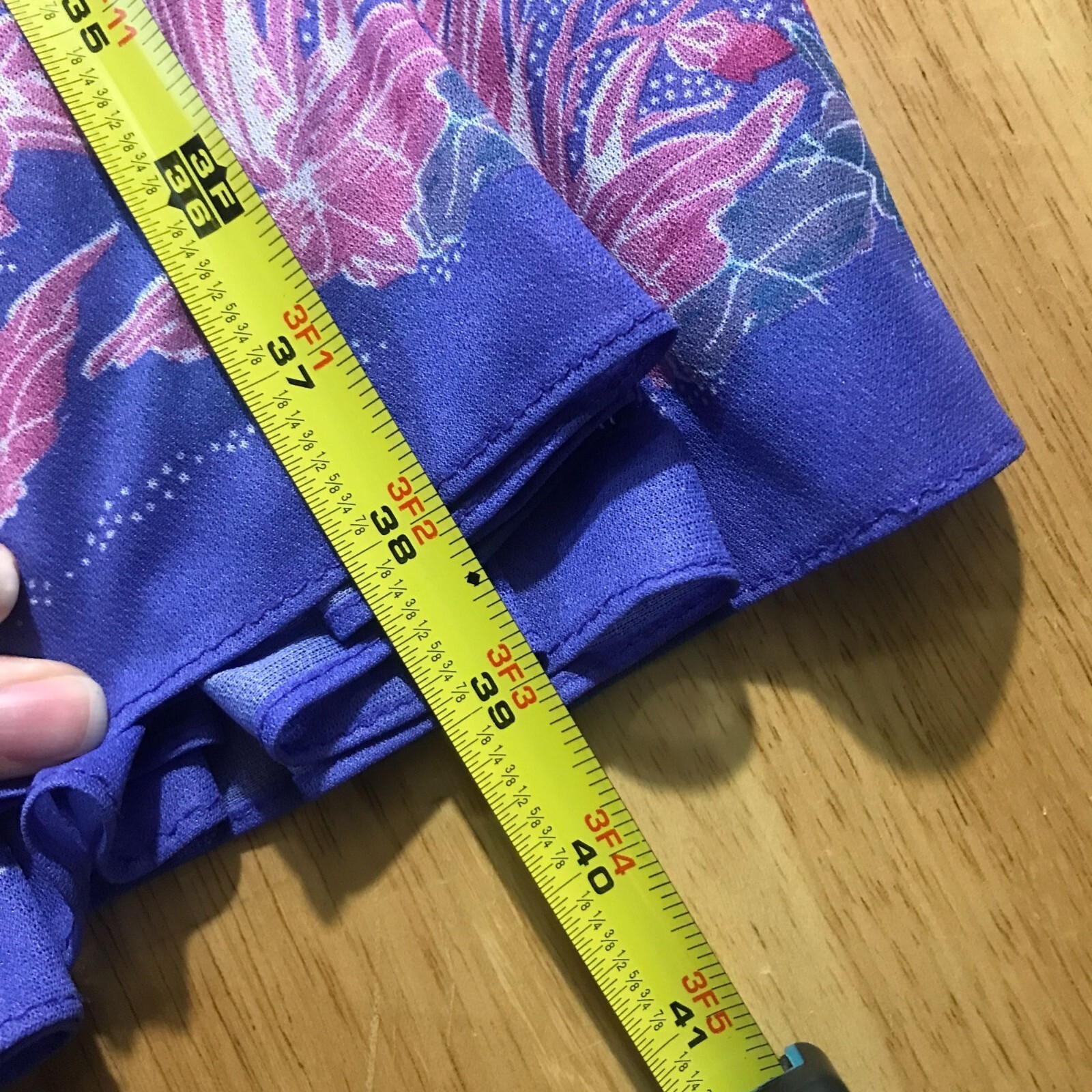 Vintage Mavinette Dress Women’s Small/Medium Purple Pink Blue Floral Pattern 3/4