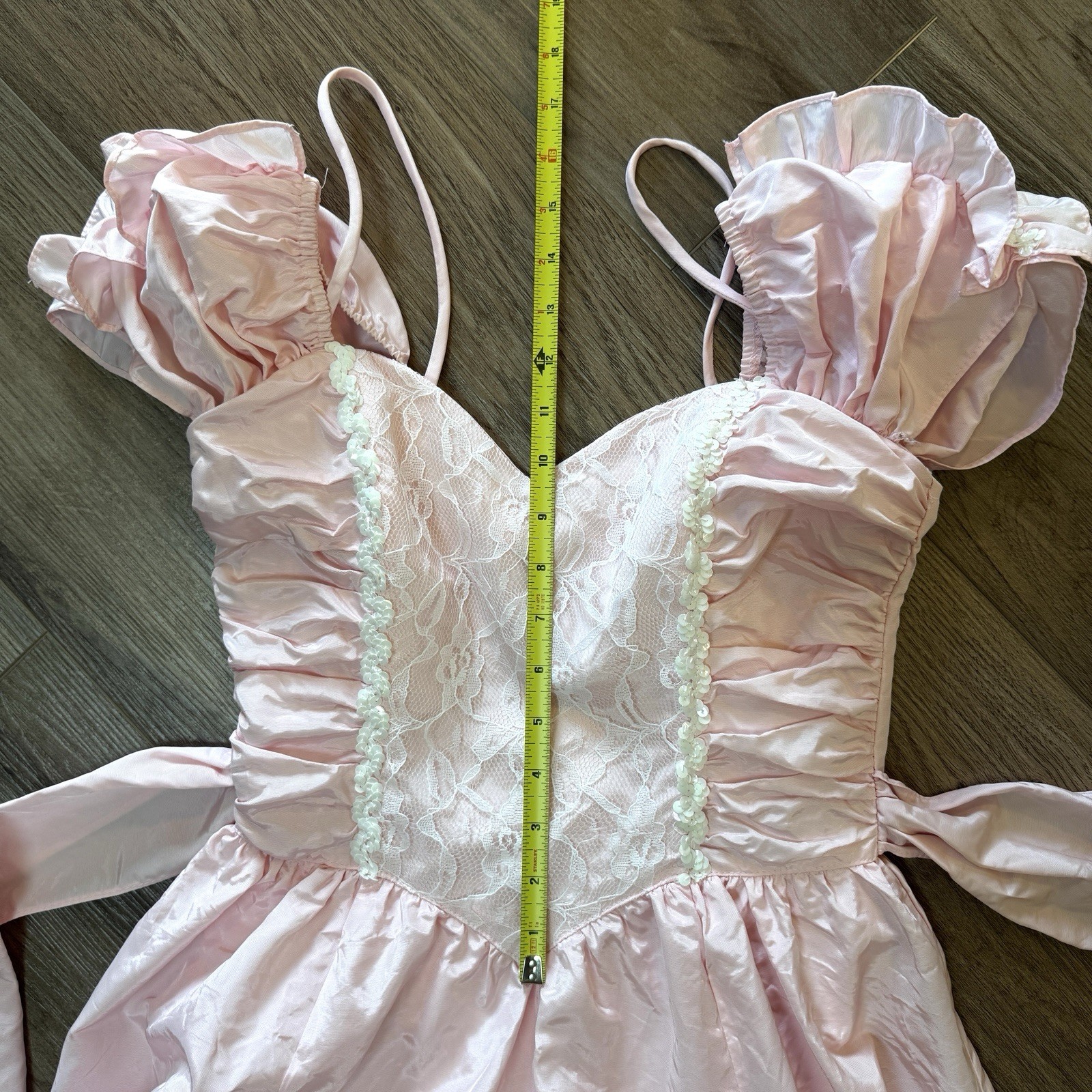 VTG Gunne Sax Jessica McClintock 80s Prom Dress Pink Sequin Lace Tulle XS/Small