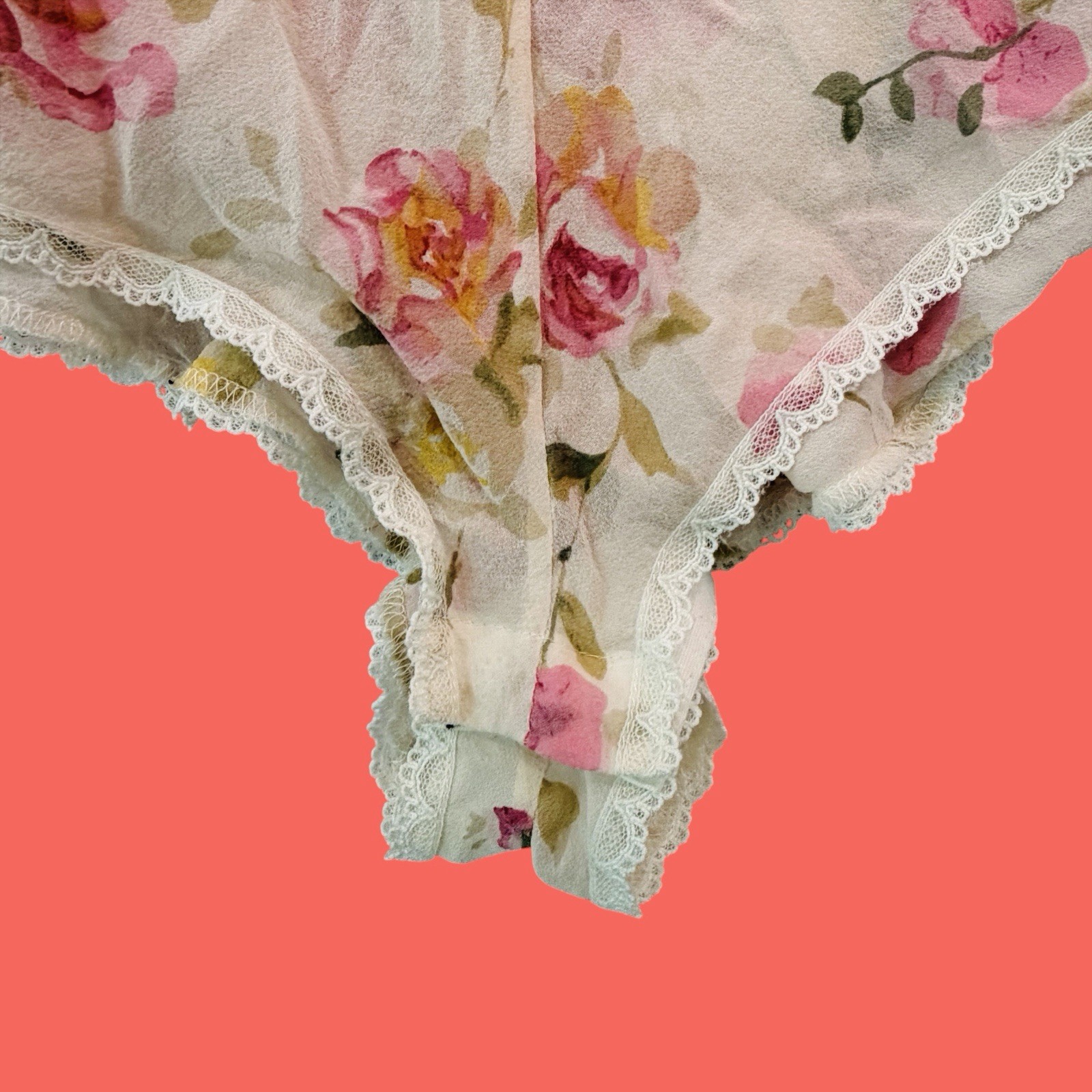 VICTORIA’S SECRET … 100% Silk Chiffon Lace Teddy Bodysuit … Size S