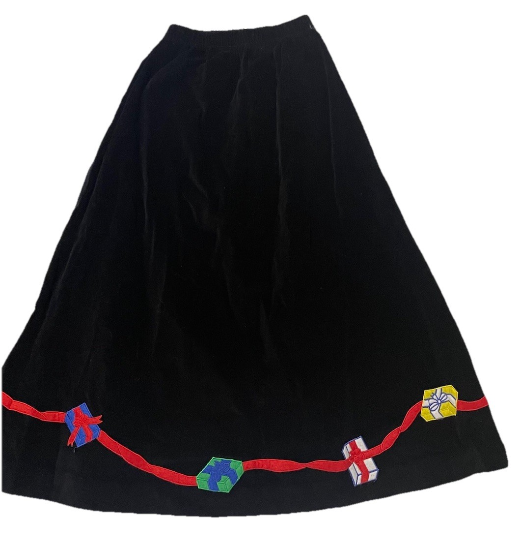 Vintage Women’s The Eagle’s Eye Black Velvet Christmas Skirt Size S