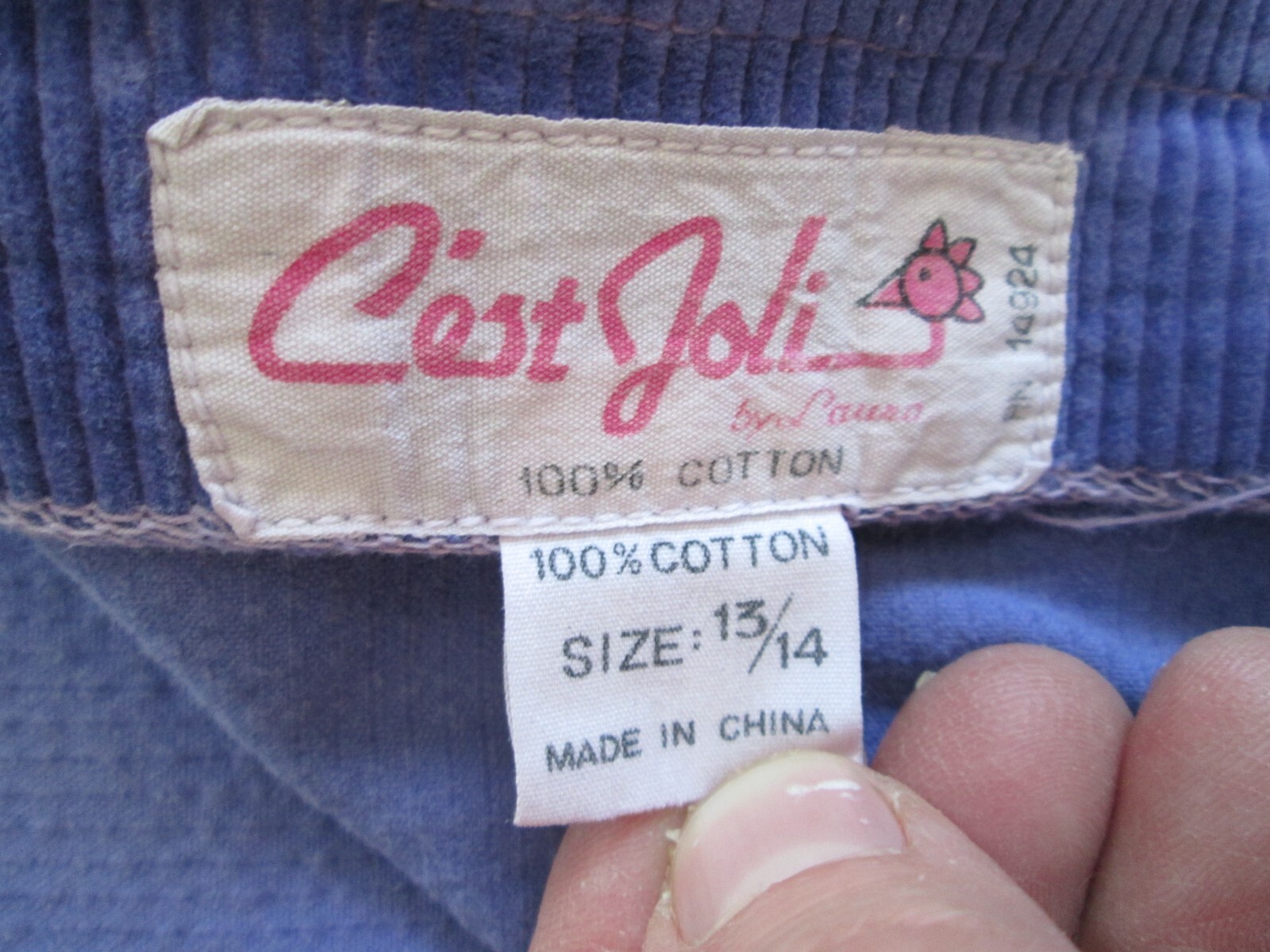 VTG C’est Joli Bibs Overall Jumpsuit Romper 26×24 Purple Corduroy Juniors/Youth