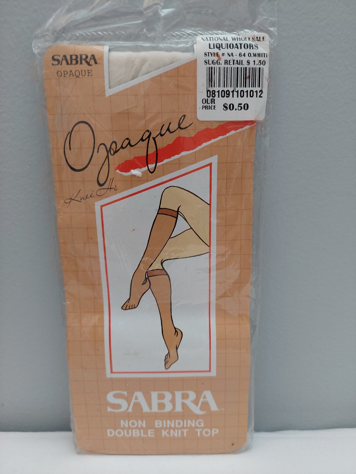 Vintage Pantyhose Sabra Opaque Knee Highs Color Off White BKNE01