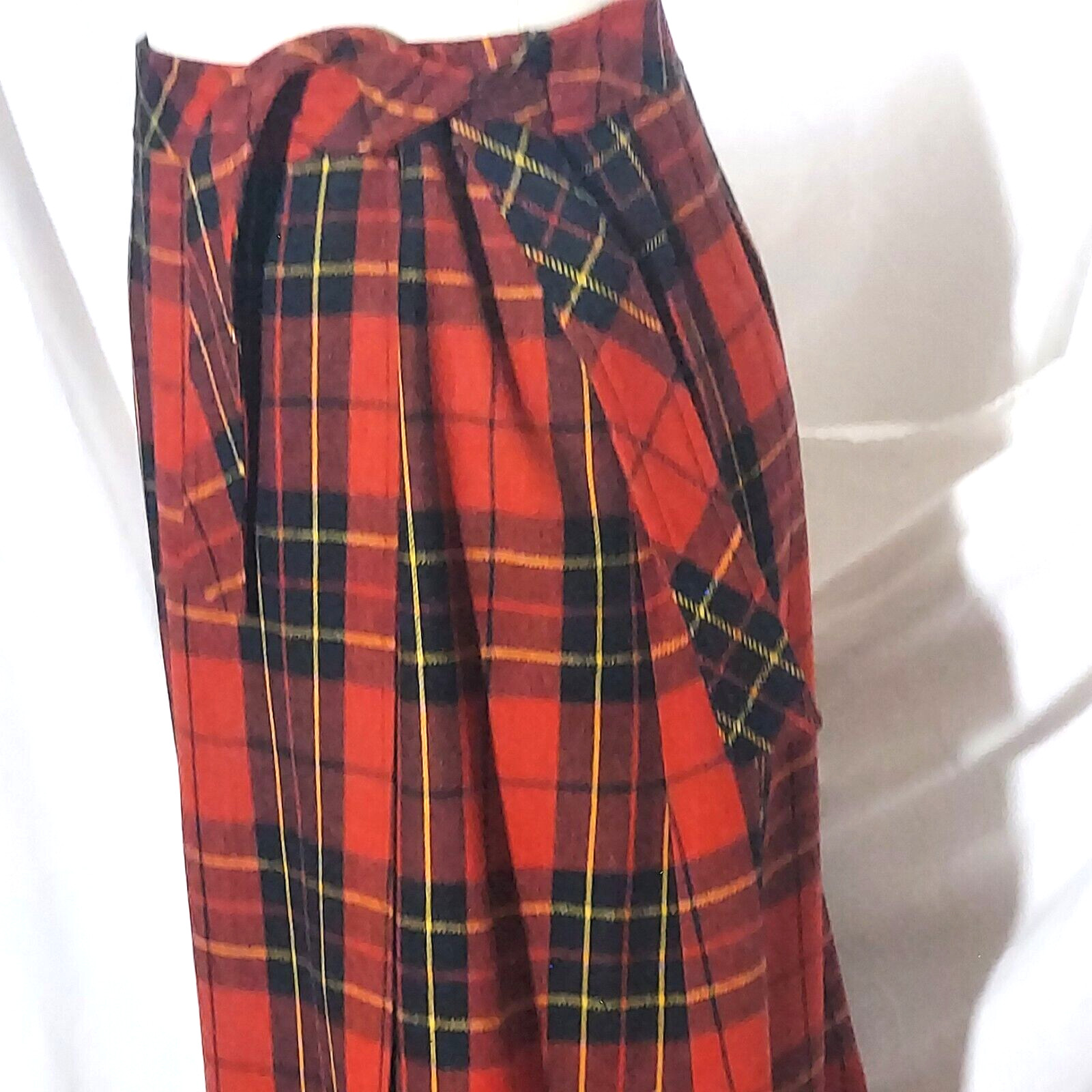 Vintage Ah Austin Hill Red Plaid Maxi Skirt Side Tie Size 10
