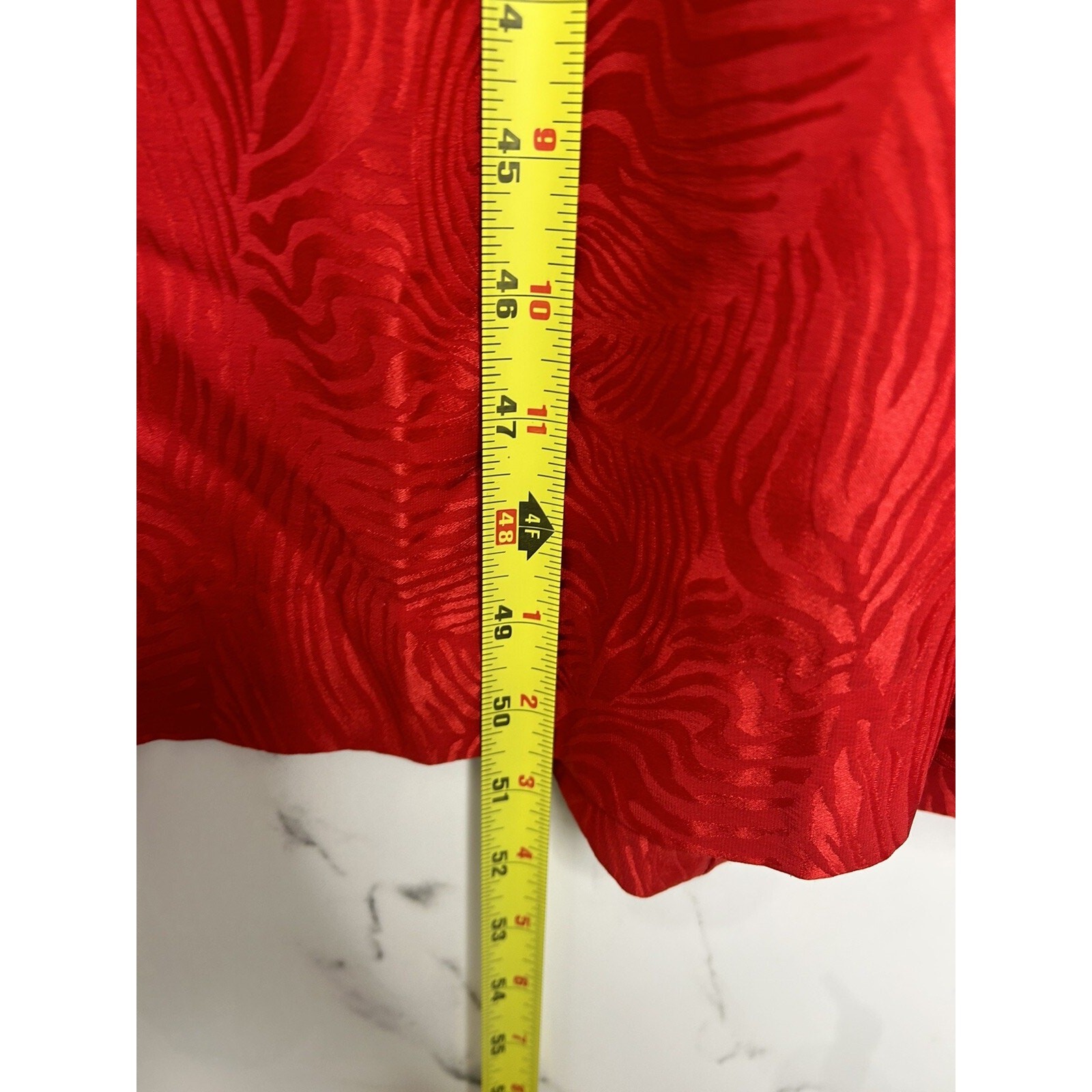 Vtg 80S SILK Jerri Sherman Midi Dress 12/L Red Jacquard Drop Waist Holidays