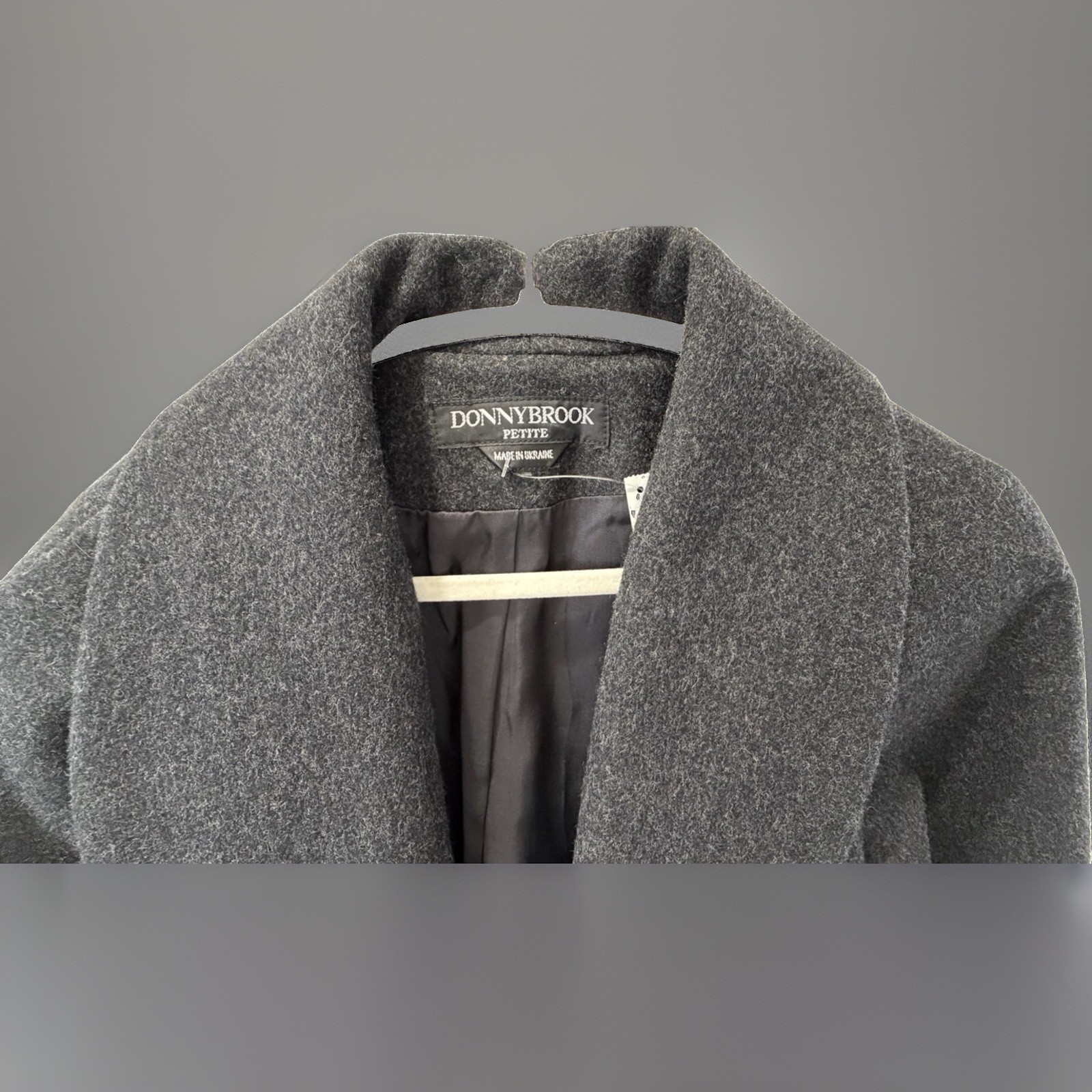 Vintage Donnybrook 100%Wool Coat Petite Small Charcoal Gray Made inUkraine EUC