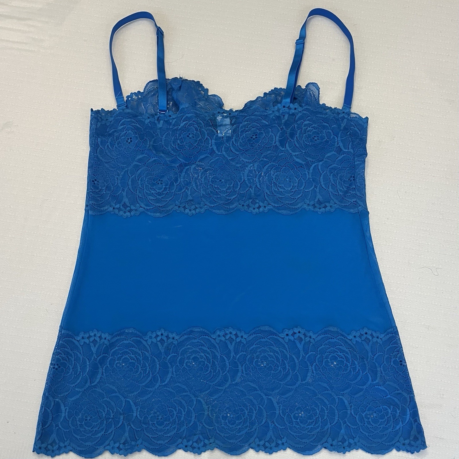 VTG 90s FREDERICK’S OF HOLLYWOOD Teal Blue Underwire Stretch Lace Nightie SZ XL