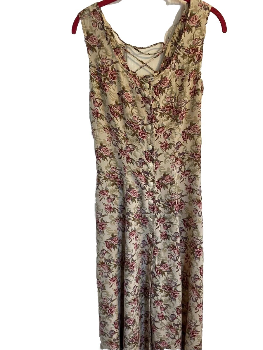 Joni Blair Vtg Late 1980’s Floral Maxi Dress Size 10 Cottagecore Prairie Boho