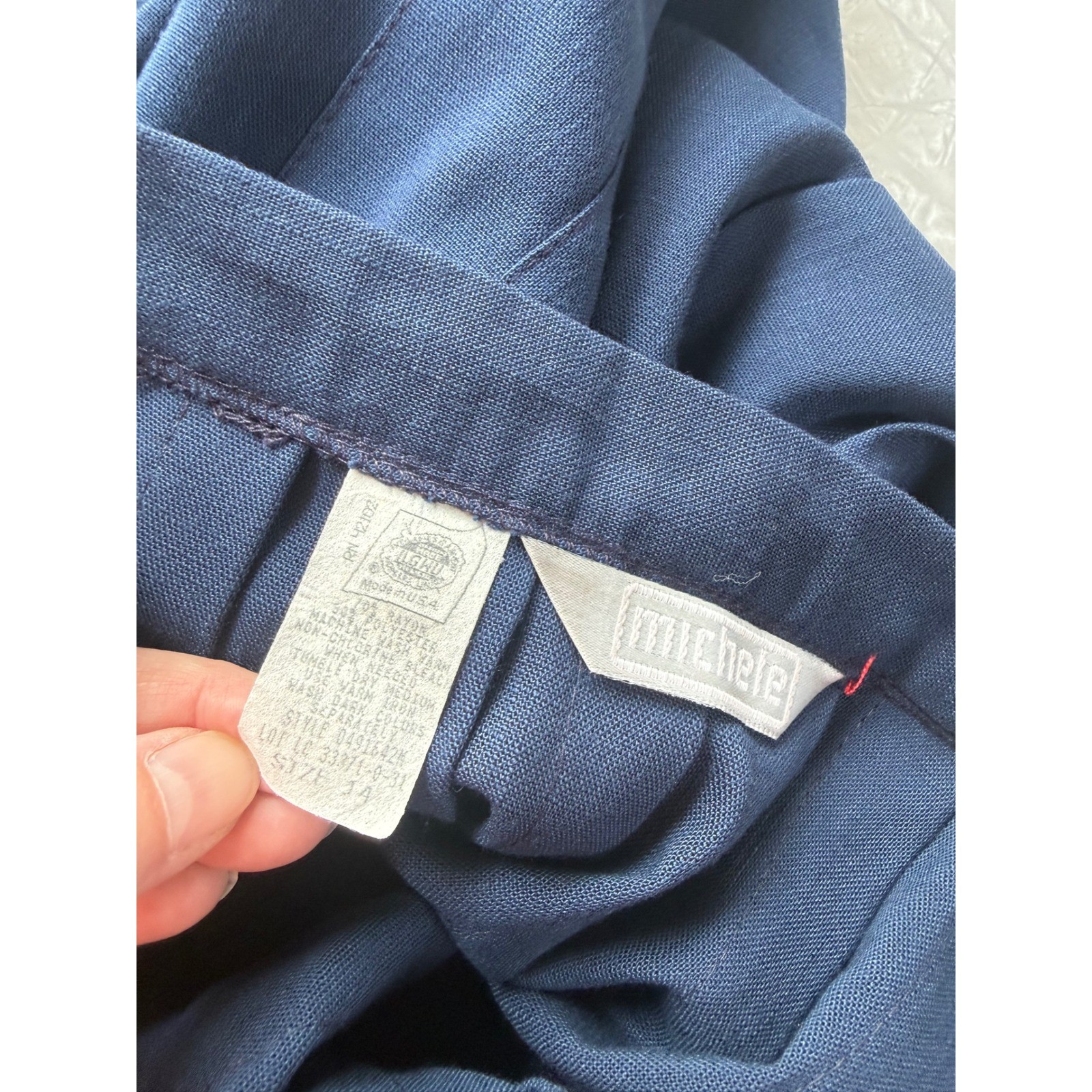 Vintage Michele Navy Blue Pleated Skirt Mid Length Dark Academia School Girl 14