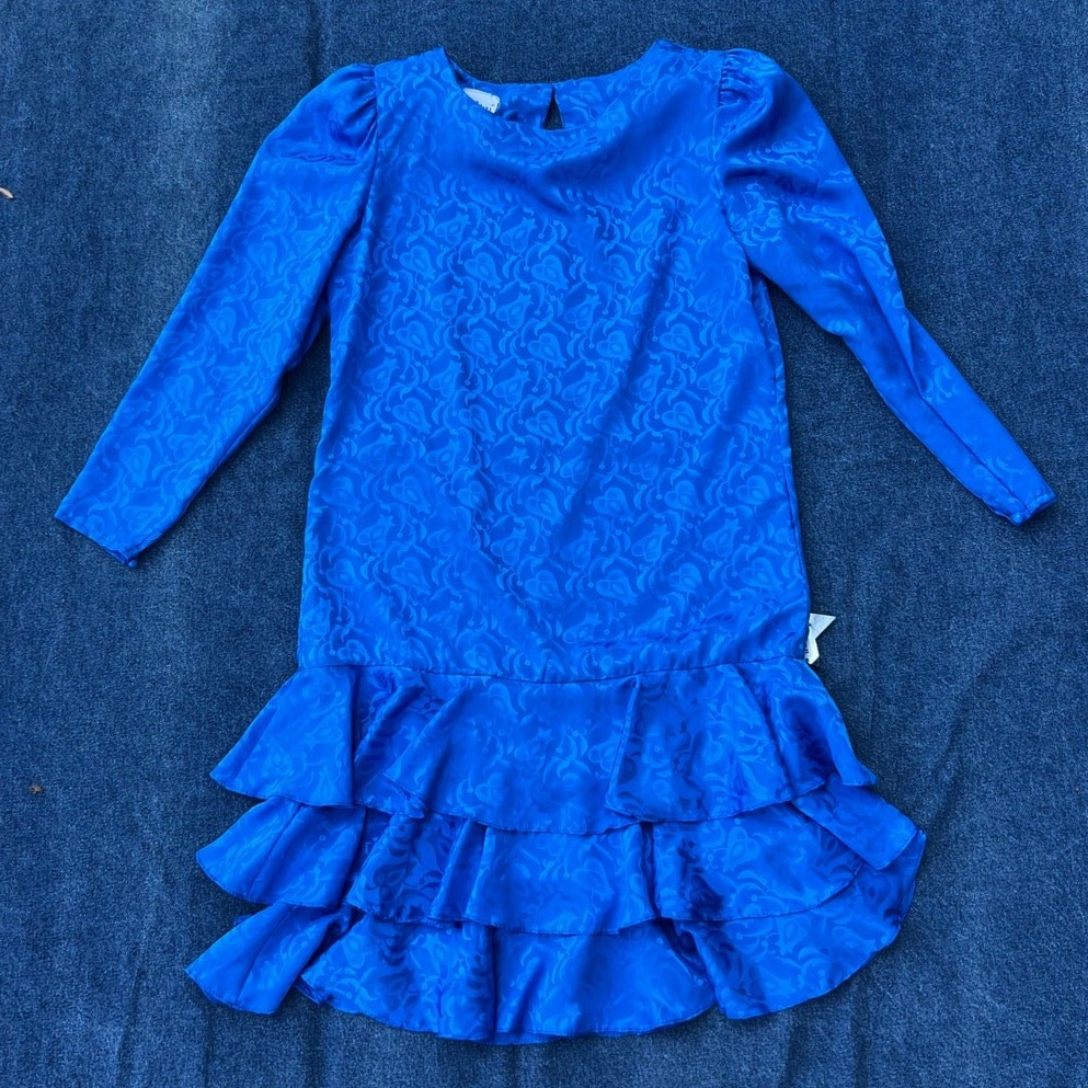 80s Alison Peters drop waist ruffled dress