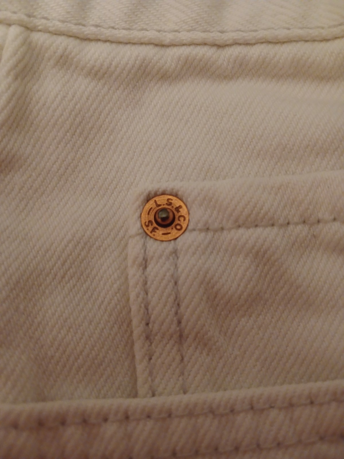 Vintage Levis 881 02 Orange Tab Jeans Off White Cream Mom High Waist W36 L32 90s