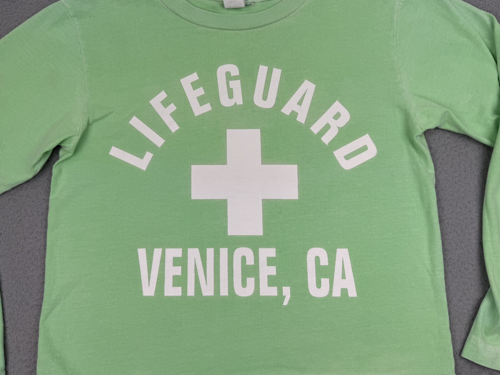 Vintage Lifeguard Shirt Womens Small Green Long Sleeve Venice Beach California